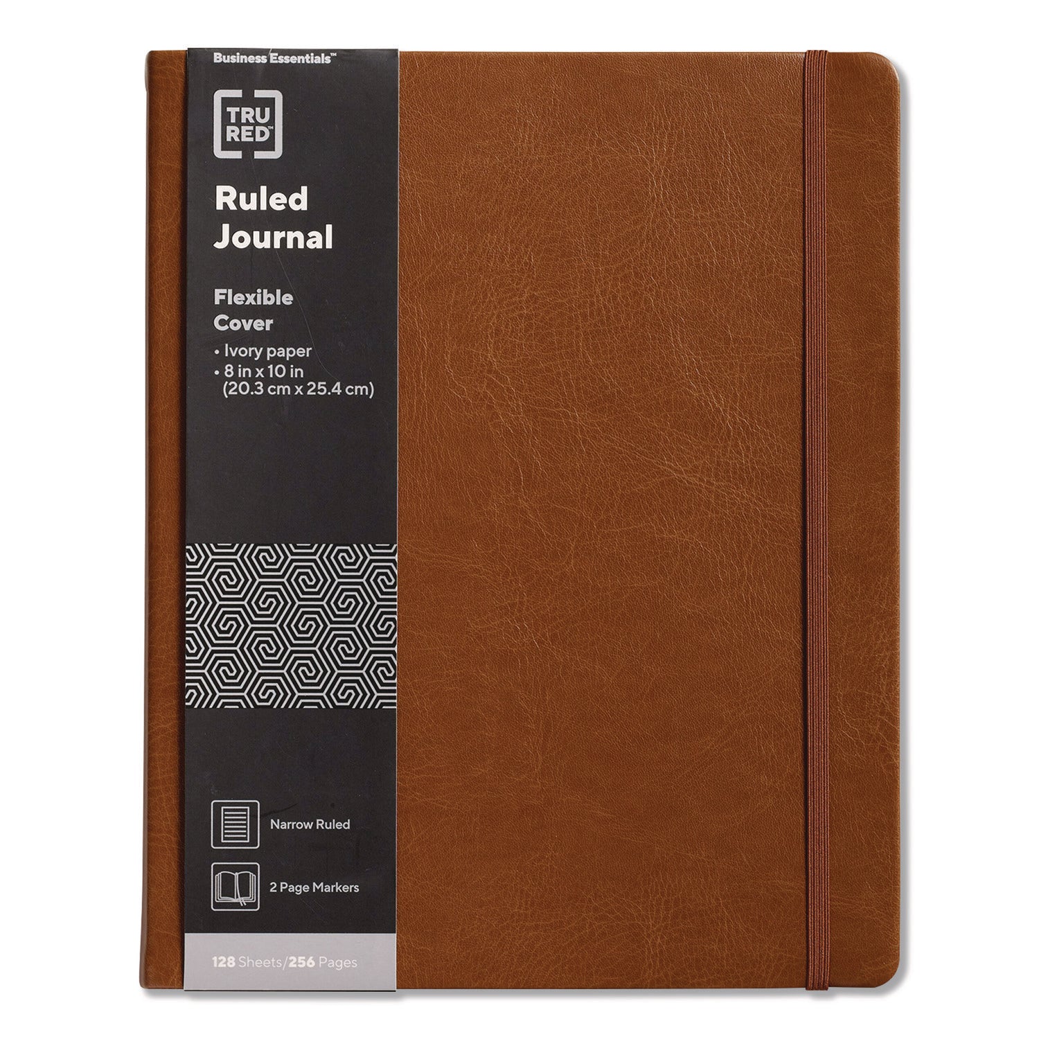 TRU RED™ Flexible-Cover Business Journal, Elastic Closure, 1-Subject, Narrow Rule, Cognac Cover, (128) 10 x 8 Sheets
