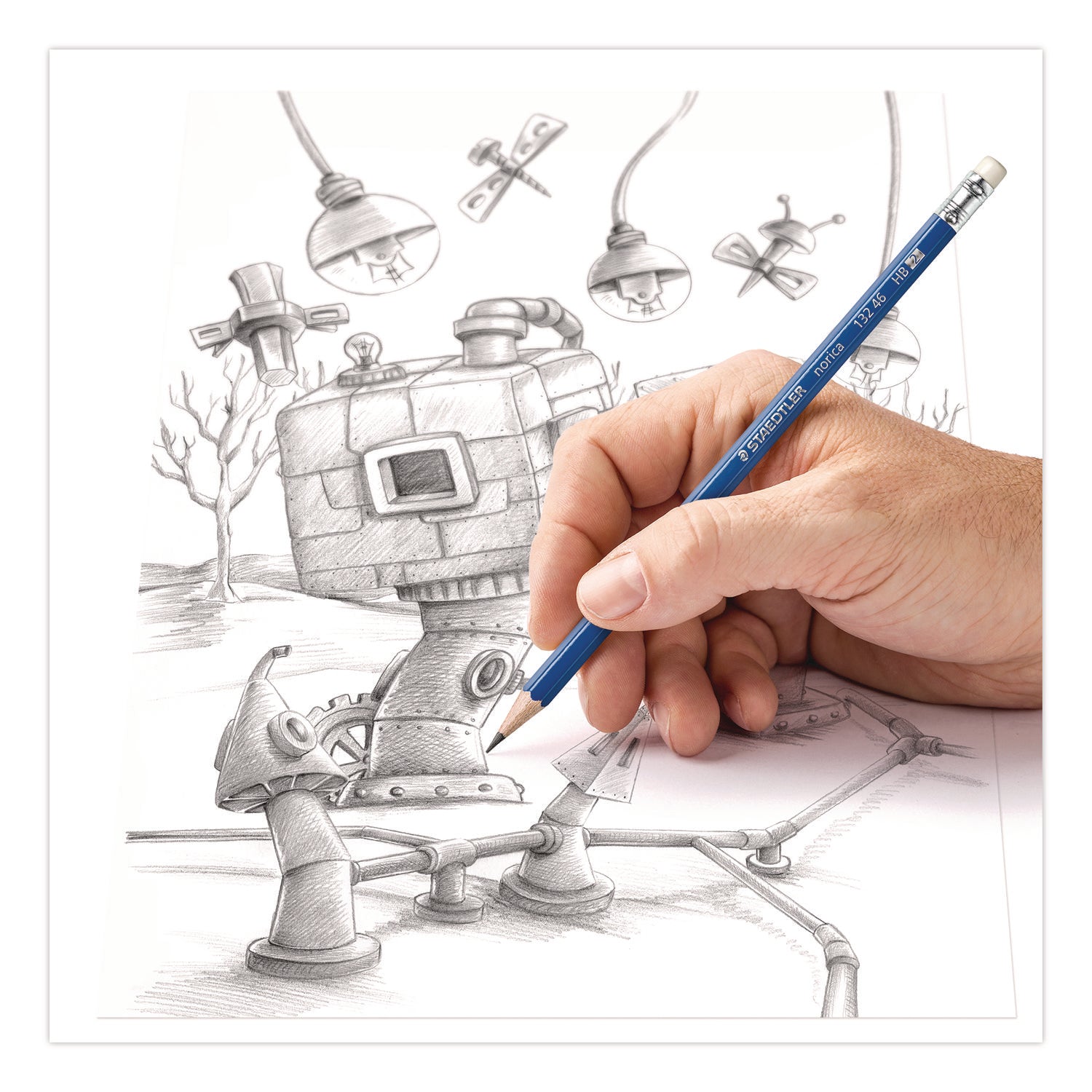 Staedtler® Pre-Sharpened Wooden Pencils with (20) Block Erasers, HB #2 Black Lead, Blue Barrel, 250/Pack - Bloom Skins