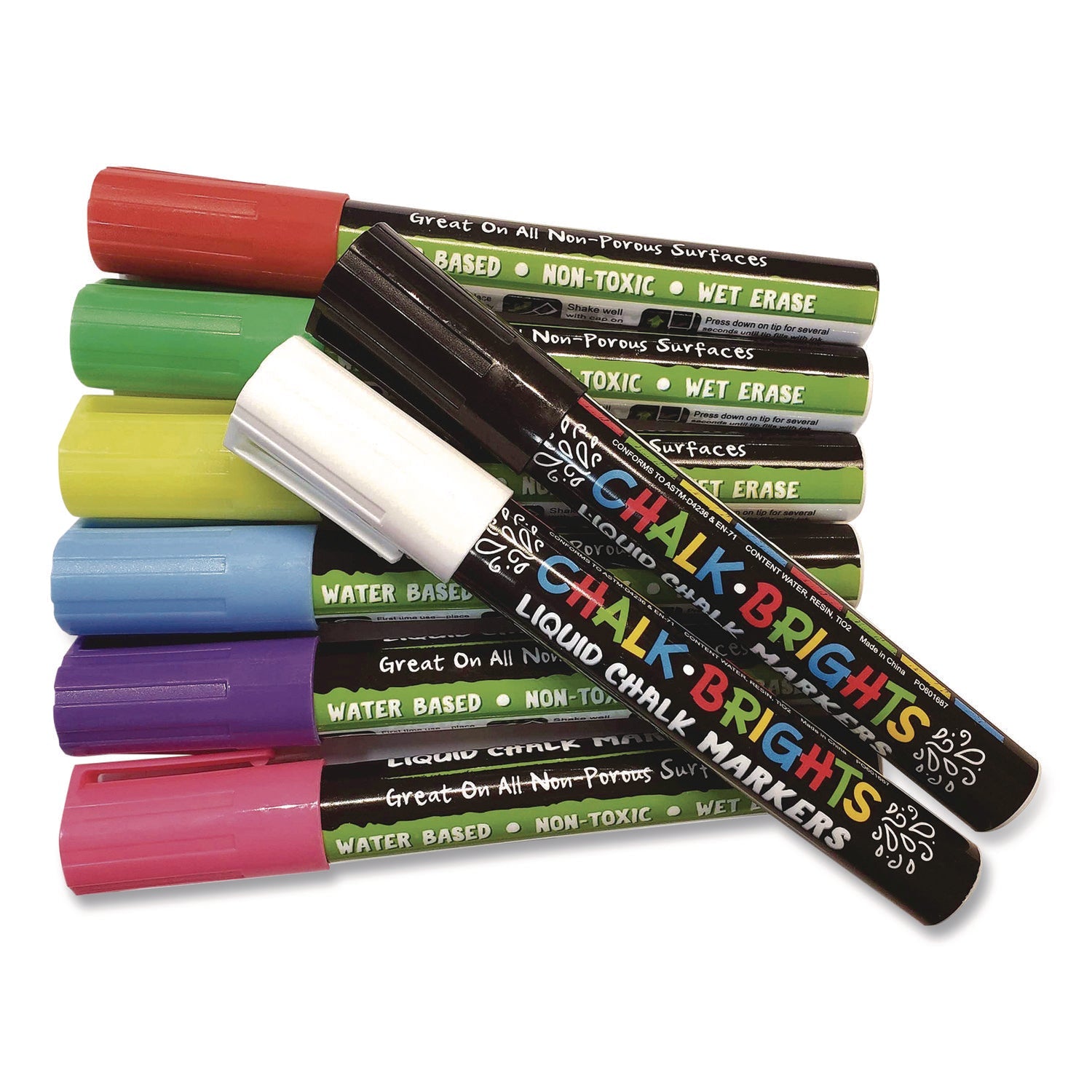 Teacher Created Resources Chalk Brights Liquid Chalk Markers, Broad Reversible Bullet/Chisel Tips, Assorted Colors, 8/Pack