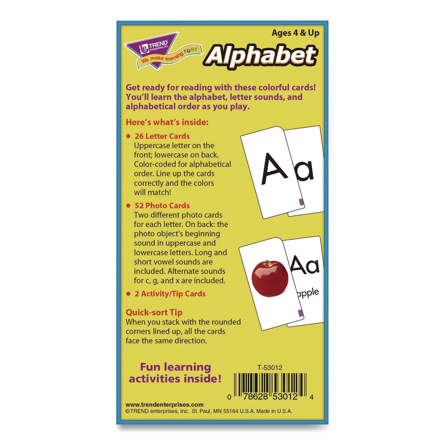 TREND® ESL and ELL Resources Alphabet Flash Cards, 3" x 3", Multicolor, 80 Cards/Set - Bloom Skins