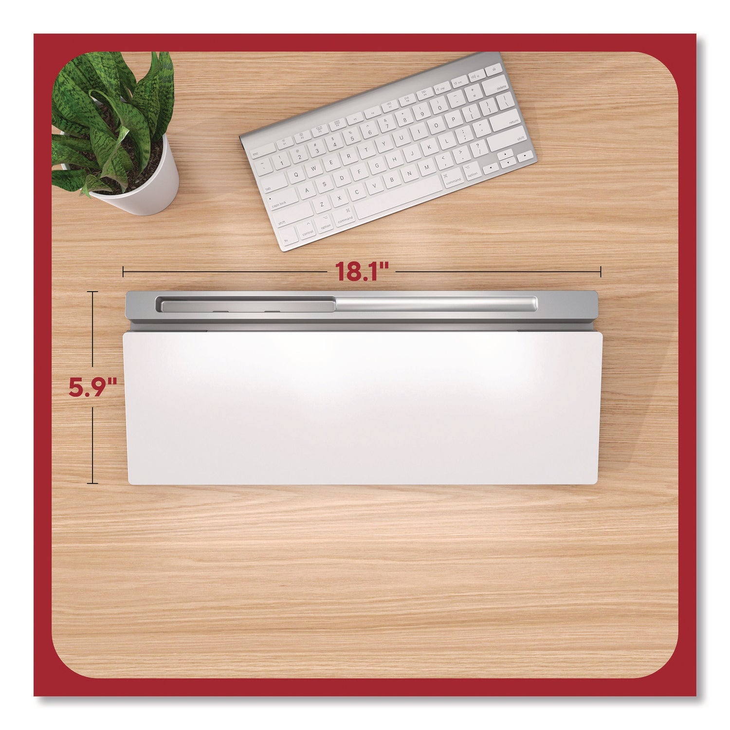 TRU RED™ Glass Desktop Dry Erase Board, 18.1" x 5.9", White Surface, Aluminum Frame - Bloom Skins