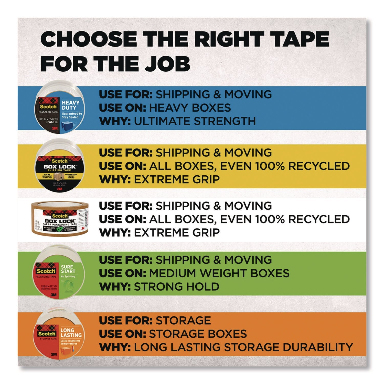 Scotch® 3850 Heavy-Duty Packaging Tape, 3" Core, 1.88" x 43.7 yd, Clear, 6/Pack - Bloom Skins