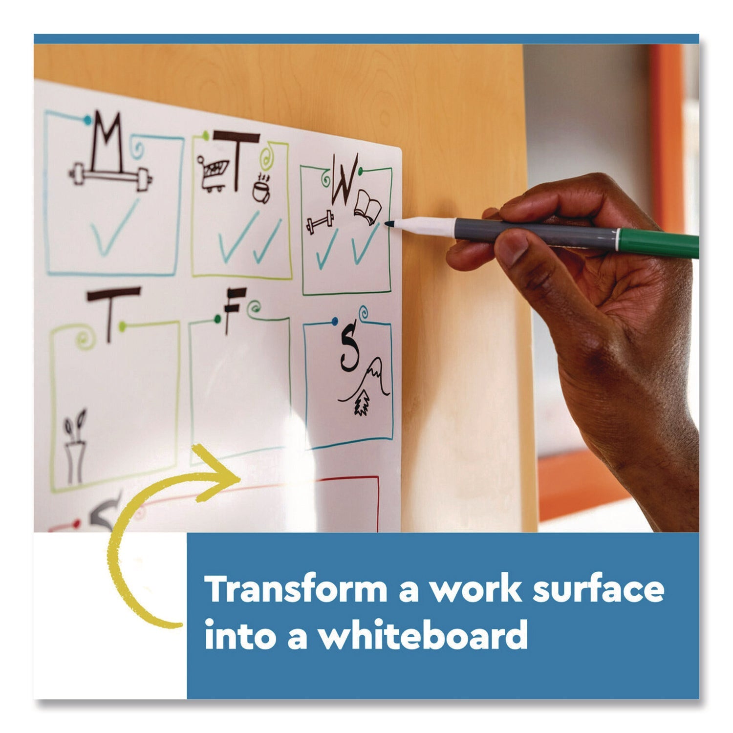 Post-it® Easy-Erase Whiteboard Sheets, Plastic Surface, 9.1 x 9.1, White, 2/Pack - Bloom Skins