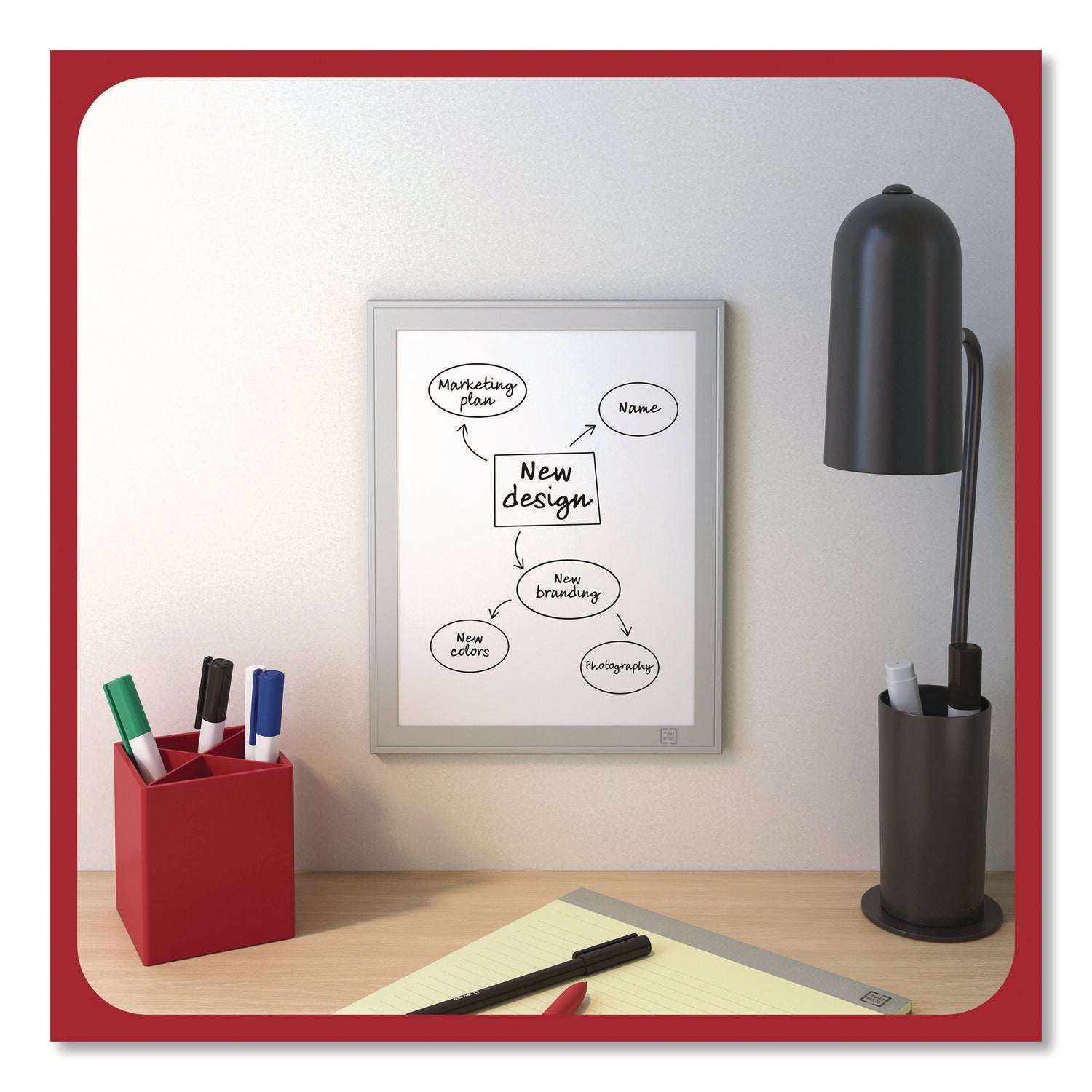 TRU RED™ Mini Melamine Dry Erase Board, 8.5" x 11" White Surface, Aluminum Frame - Bloom Skins