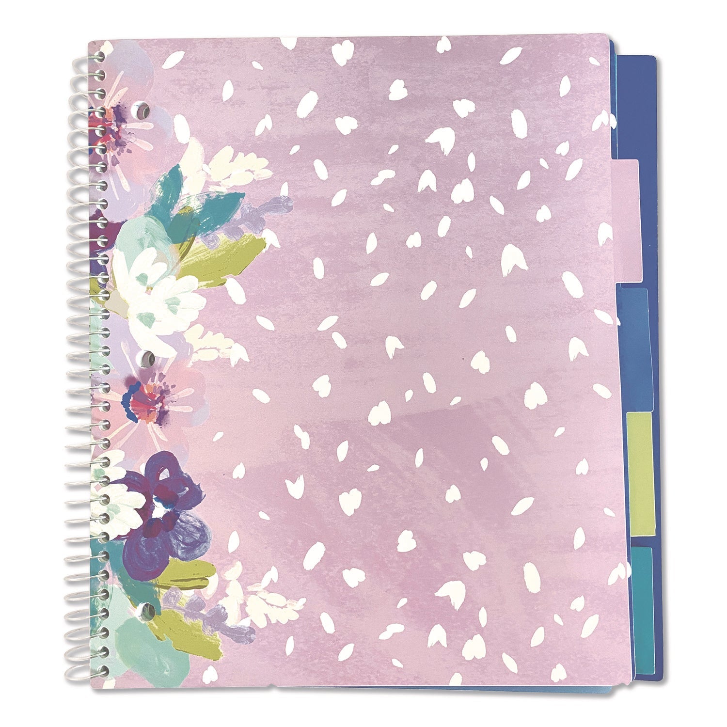 Carolina Pad® Silver Lining Five-Subject Spiral Notebook, Medium/College Rule, Randomly Assorted Cover Color/Design, (150) 11 x 9 Sheets - Bloom Skins