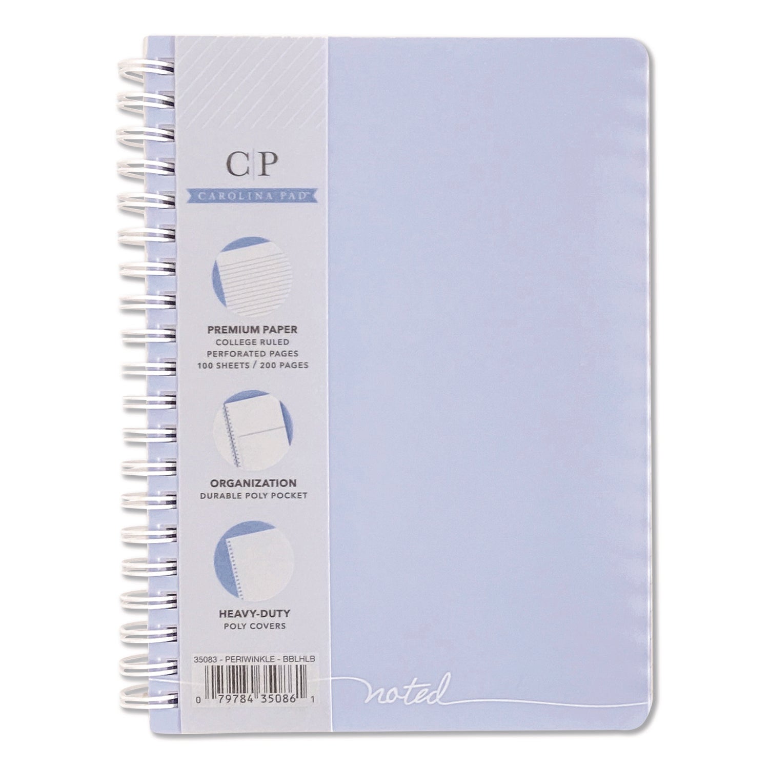 Carolina Pad® Noted Personal Notebook, Medium/College Rule, Randomly Assorted Cover Color, (100) 7 x 5 Sheets - Bloom Skins