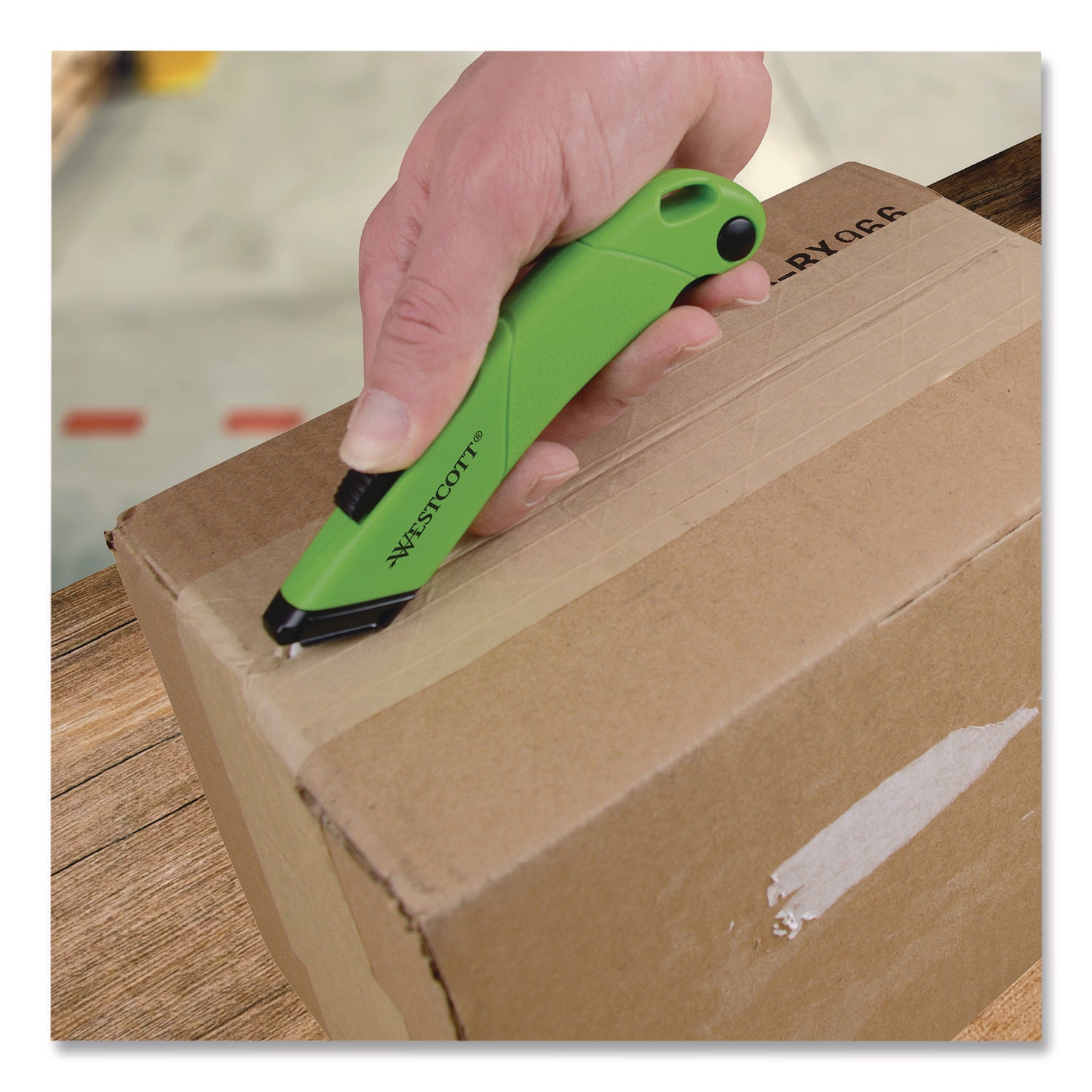 Westcott® Ceramic Safety Cutter with Fold-Out Film Cutter, Plastic Handle, Green - Bloom Skins