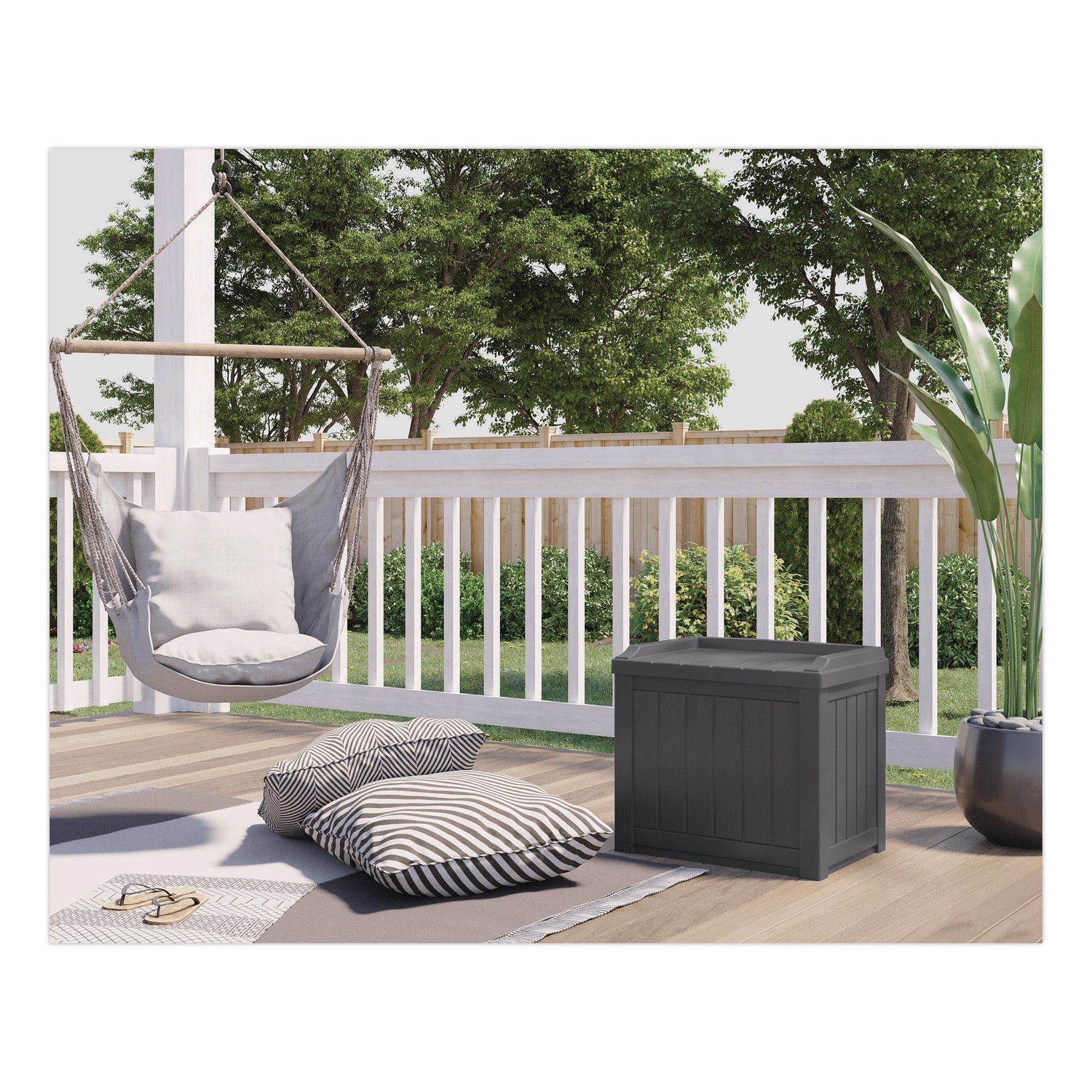 Suncast® Small Deck Box with Storage Seat, 2.94 cu ft, 22 x 17 x 20.5, Cyberspace