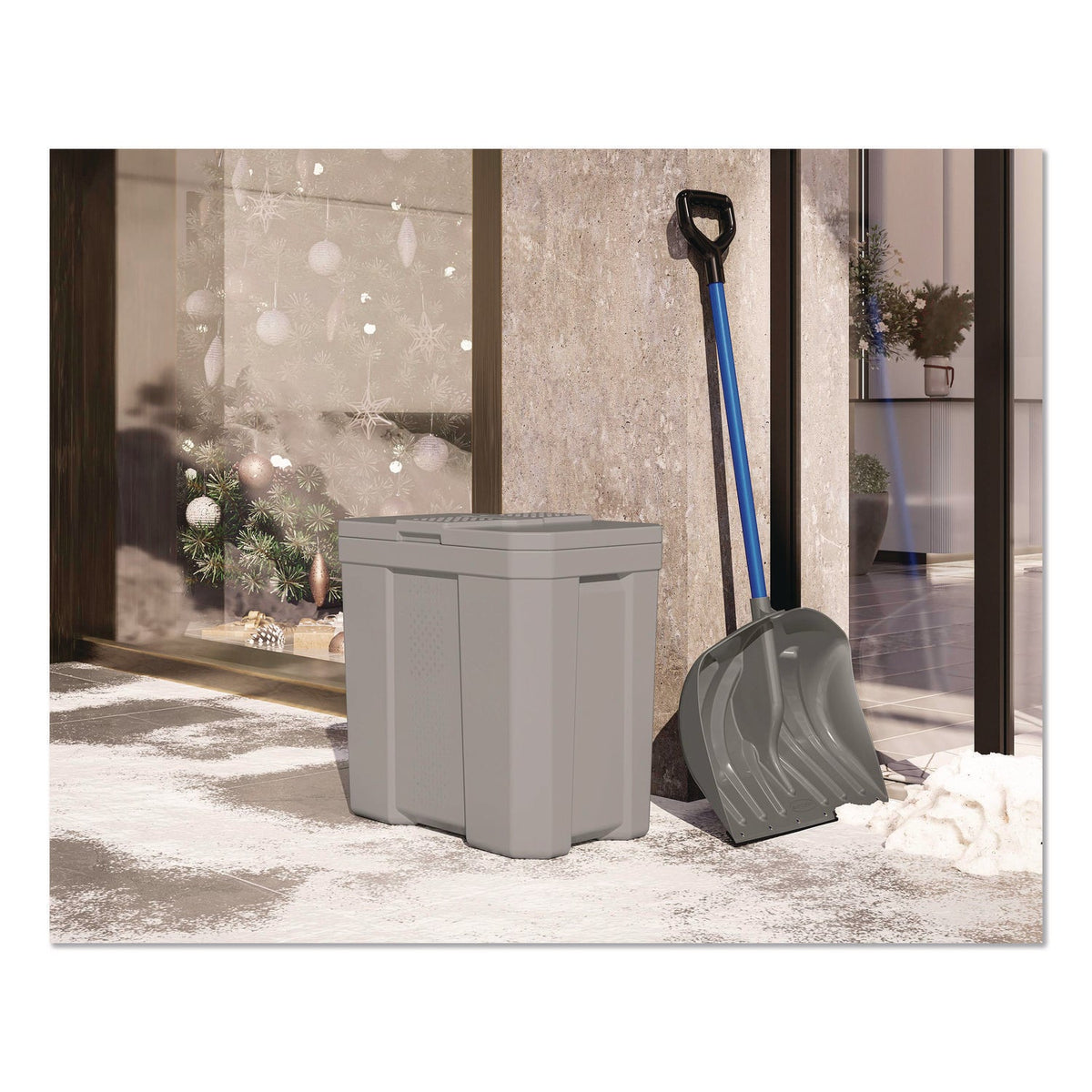 Suncast Commercial® Salt Box, 28 gal, 23.75 x 15.75 x 23.75. Dove Gray