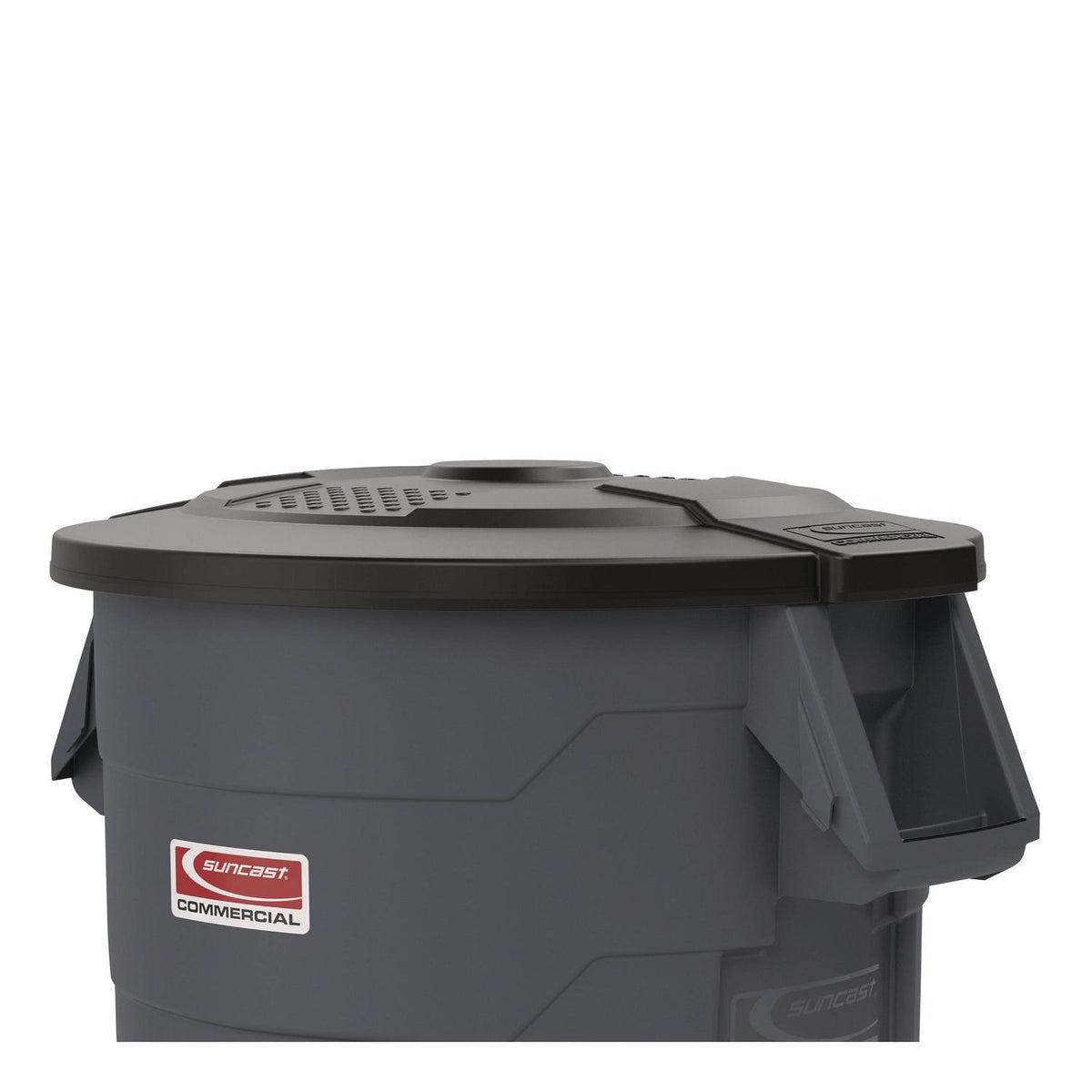 Suncast Commercial® Utility Trash Can Lid for 44 gal Trash Can, 24.88" Diameter x 3", Black - Bloom Skins