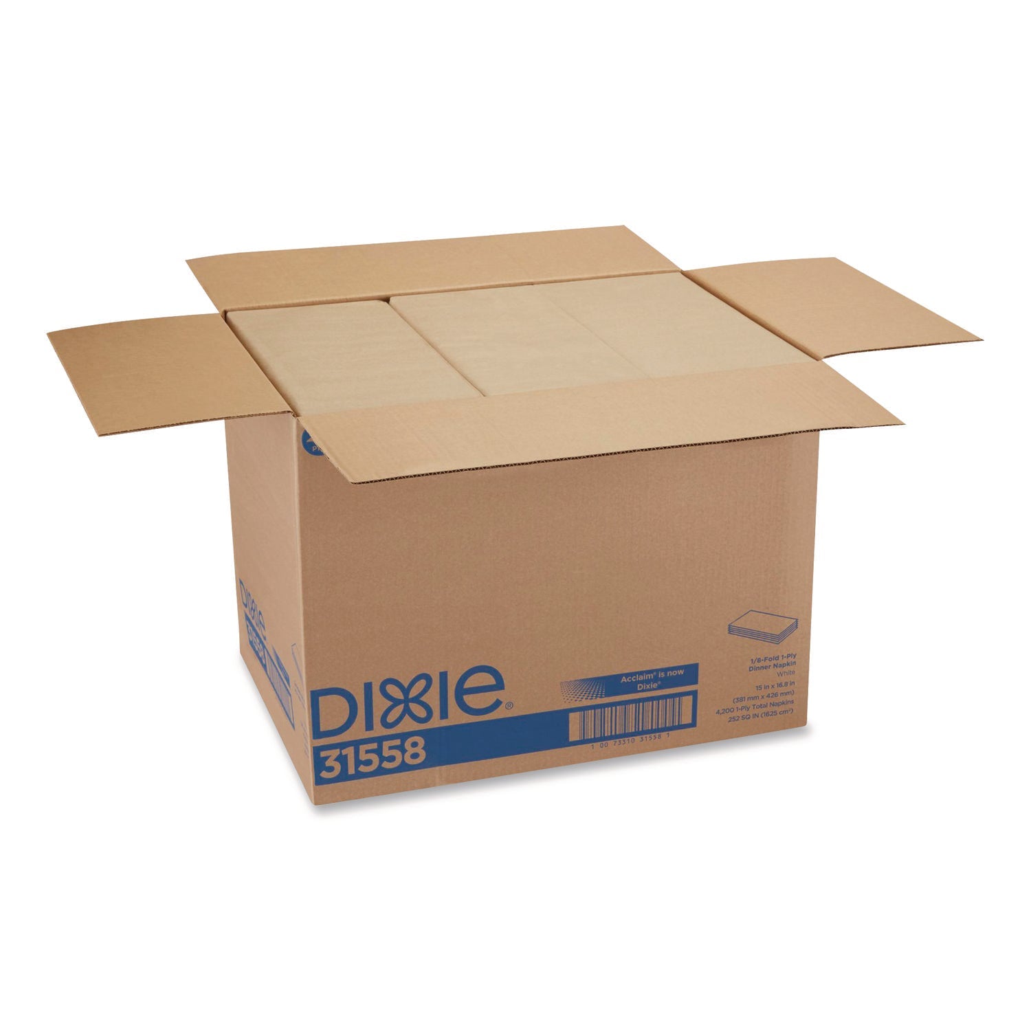 Dixie® 1/8-Fold Dinner Napkin, 1-Ply, 15 x 16.8, White, 350/Pack, 12 Packs/Carton - Bloom Skins