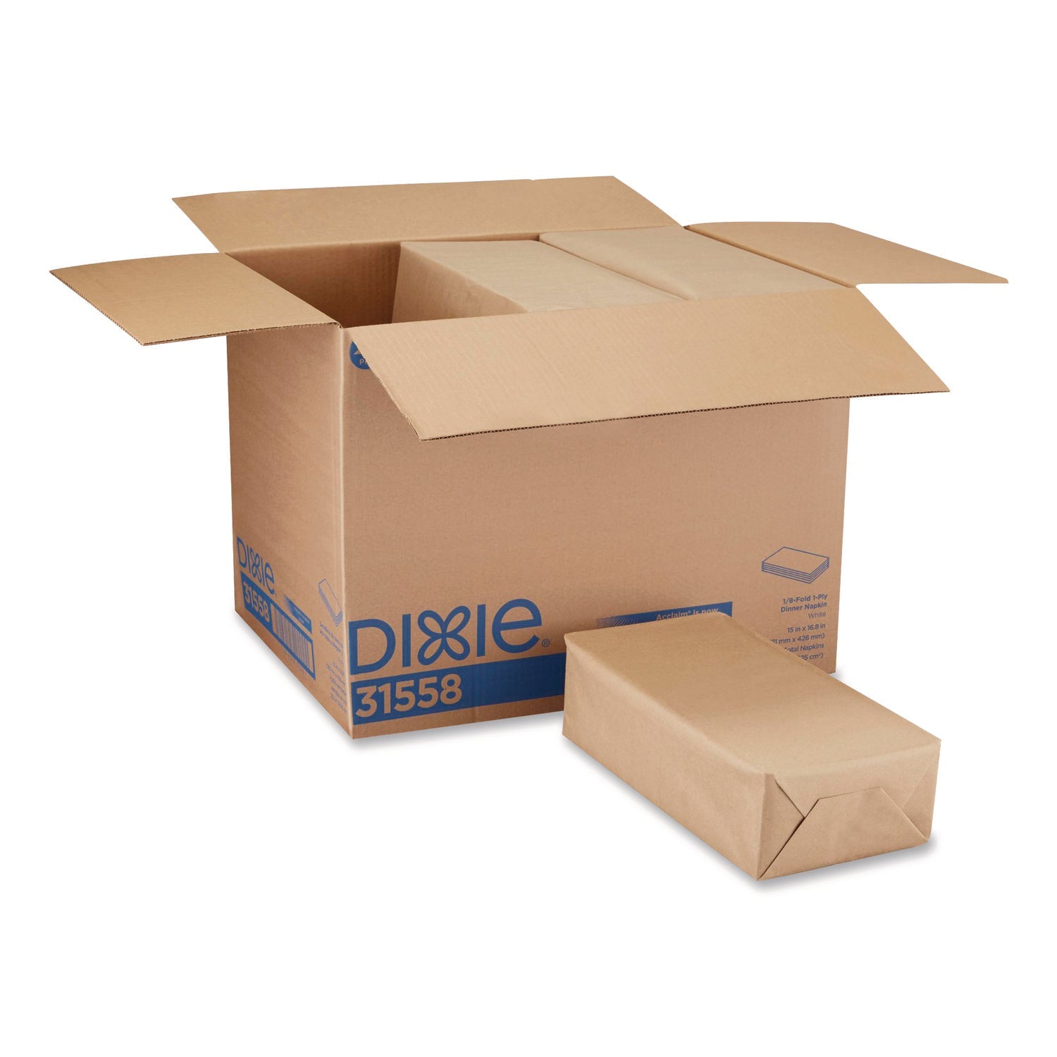 Dixie® 1/8-Fold Dinner Napkin, 1-Ply, 15 x 16.8, White, 350/Pack, 12 Packs/Carton - Bloom Skins