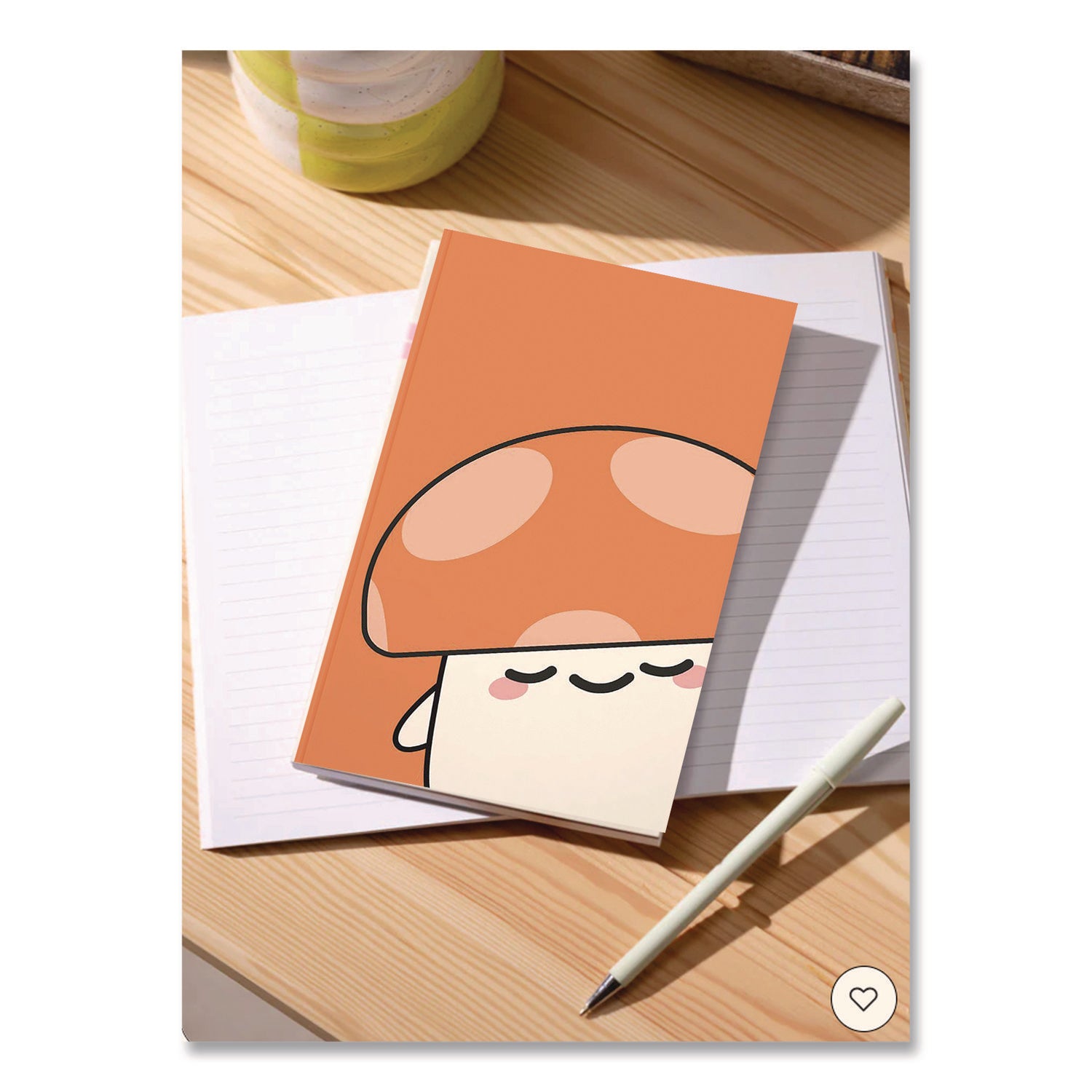 Denik Smoko Kai Mushroom Layflat Notebook, 1 Subject, Medium/College Rule, Orange/White Cover, (72) 8 x 5 Sheets
