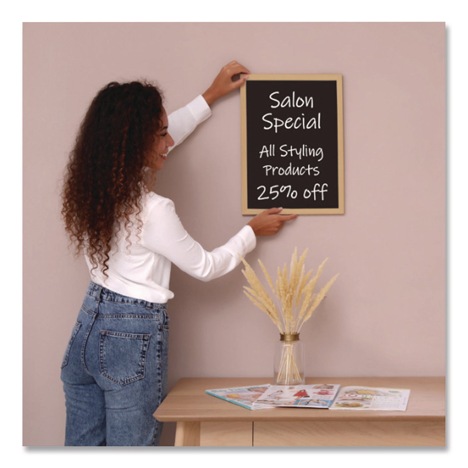 Excello Global Products® Chalkboard Sign, Black Surface, Brown Frame, 12 x 16 - Bloom Skins