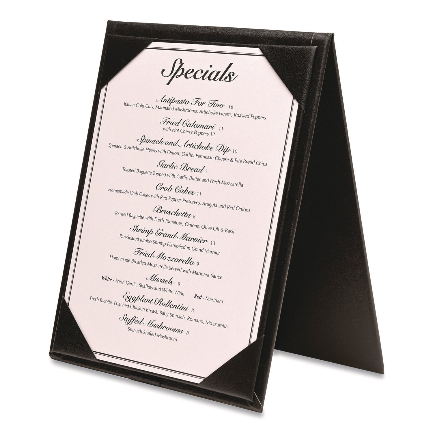 Excello Global Products® Table-Top Menu Holder, For 5 x 7 Menus, 5.6 x 7.6 Holder, Black - Bloom Skins