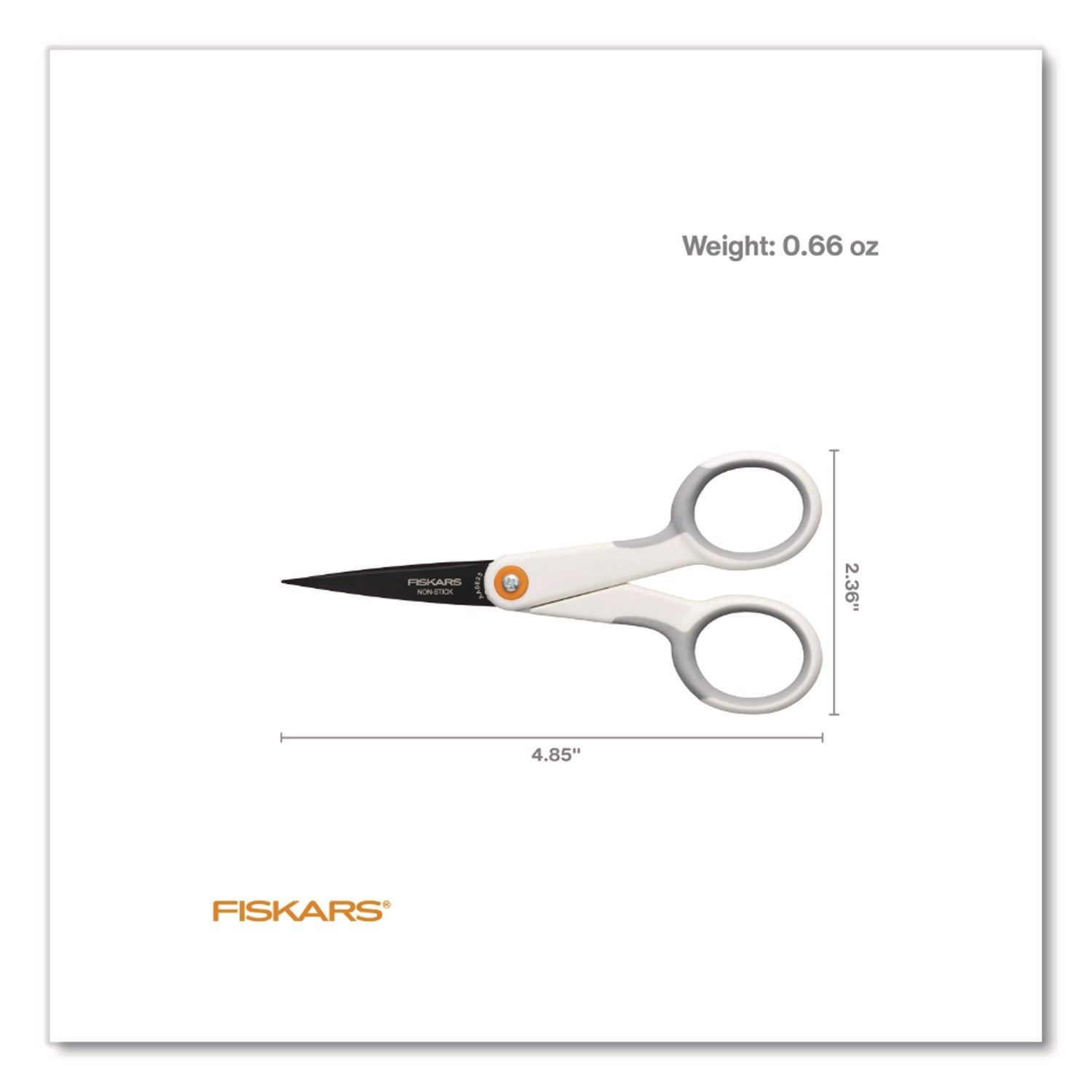 Fiskars® SoftGrip Nonstick Scissors, 5" Long, Straight White/Gray Handle - Bloom Skins