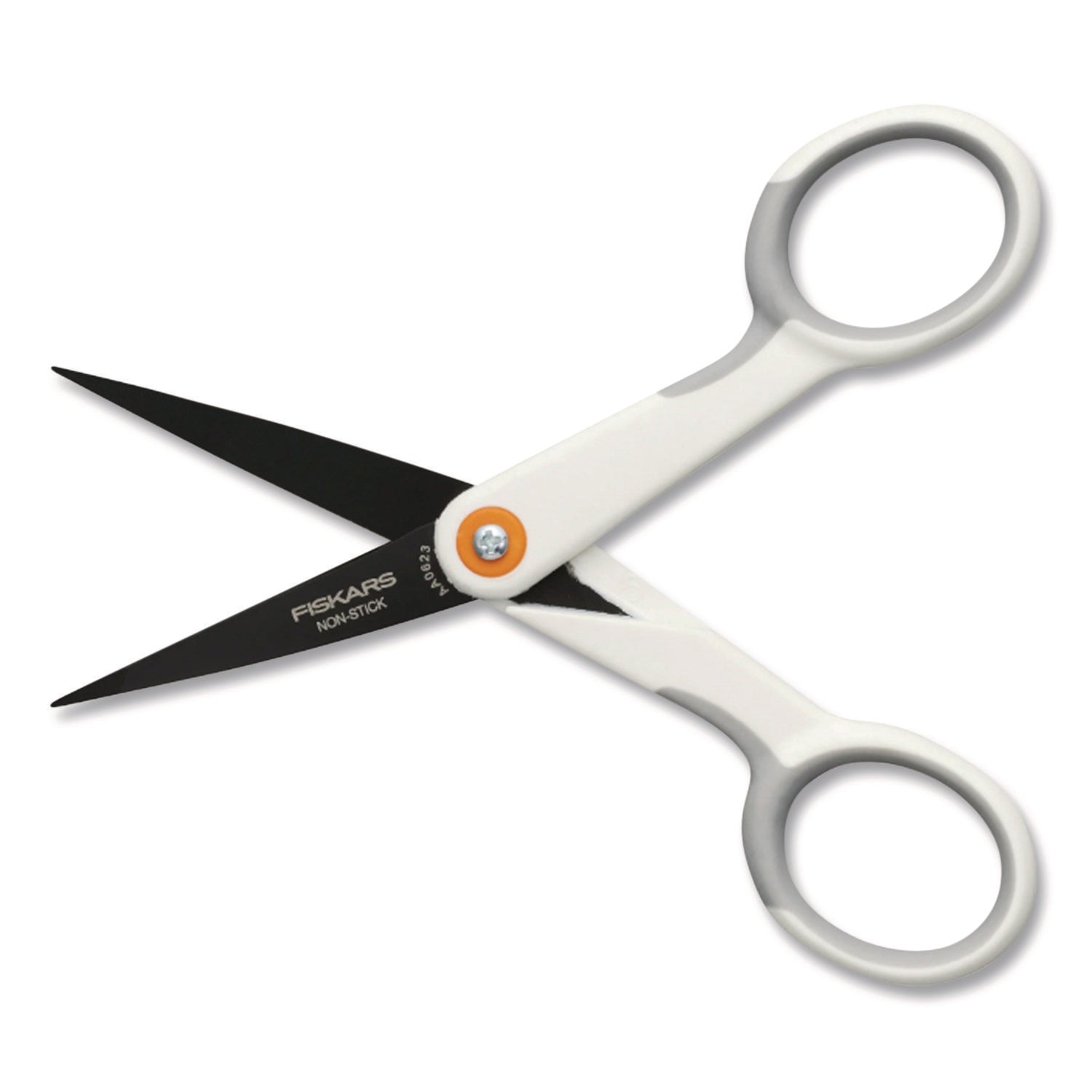 Fiskars® SoftGrip Nonstick Scissors, 5" Long, Straight White/Gray Handle - Bloom Skins