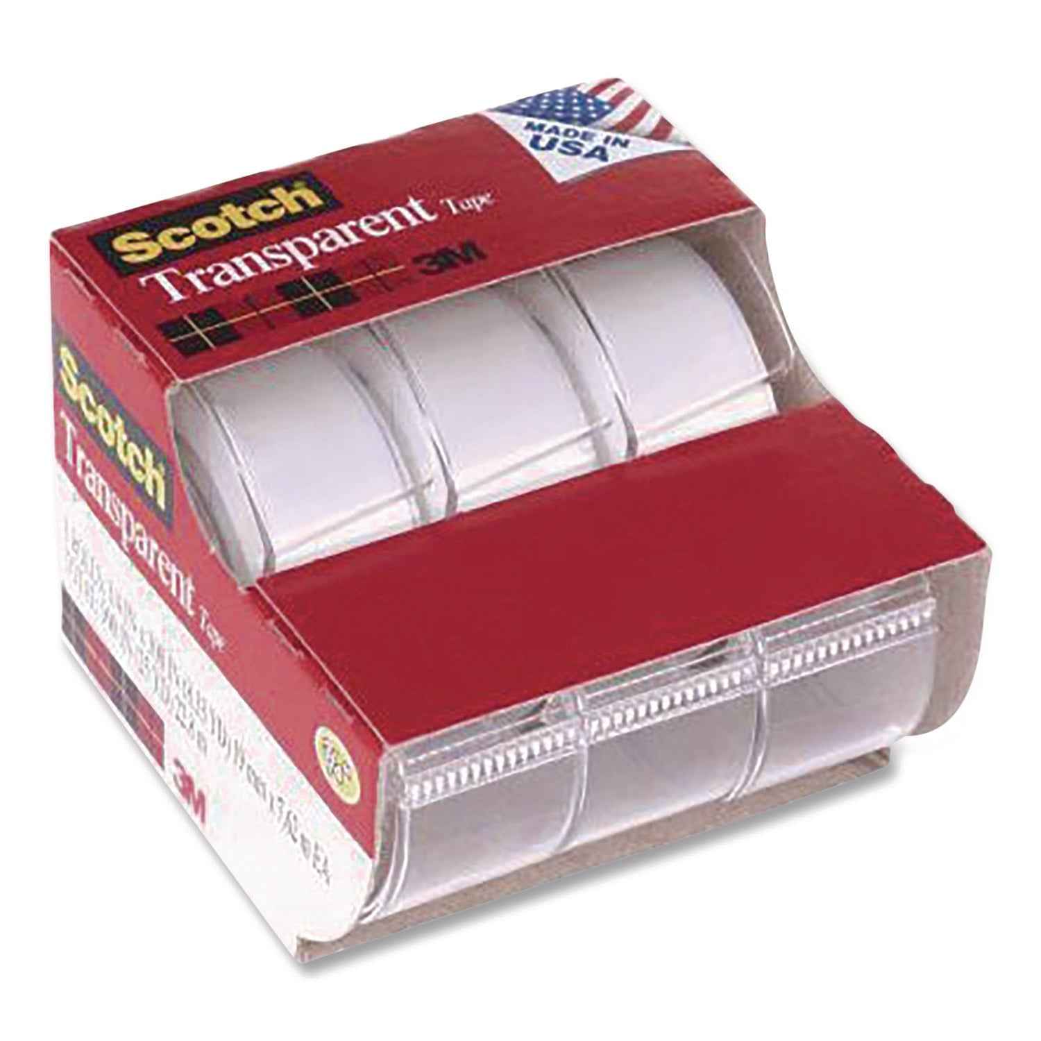 Scotch® Transparent Tape in Handheld Dispenser, 1" Core, 0.75" x 25 ft, Transparent, 3/Pack
