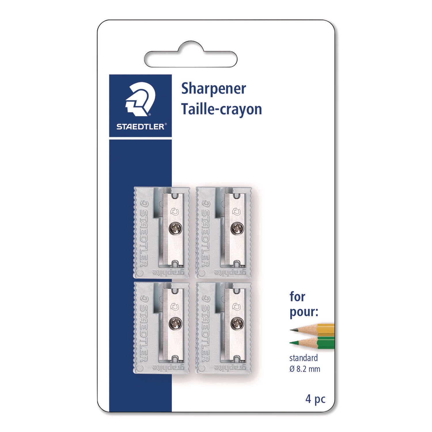 Staedtler® Handheld Manual Pencil Sharpener, 2.95 x 4.72 x 0.79, Gray/Silver, 4/Pack