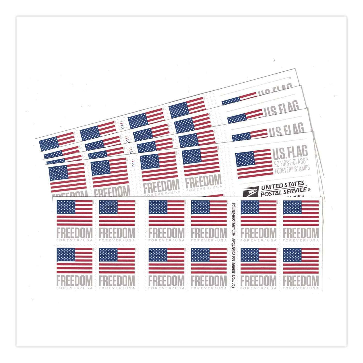 United States Postal Service First-Class Forever Stamps, U.S. Flag, 20 Stamps/Book, 5 Books/Pack