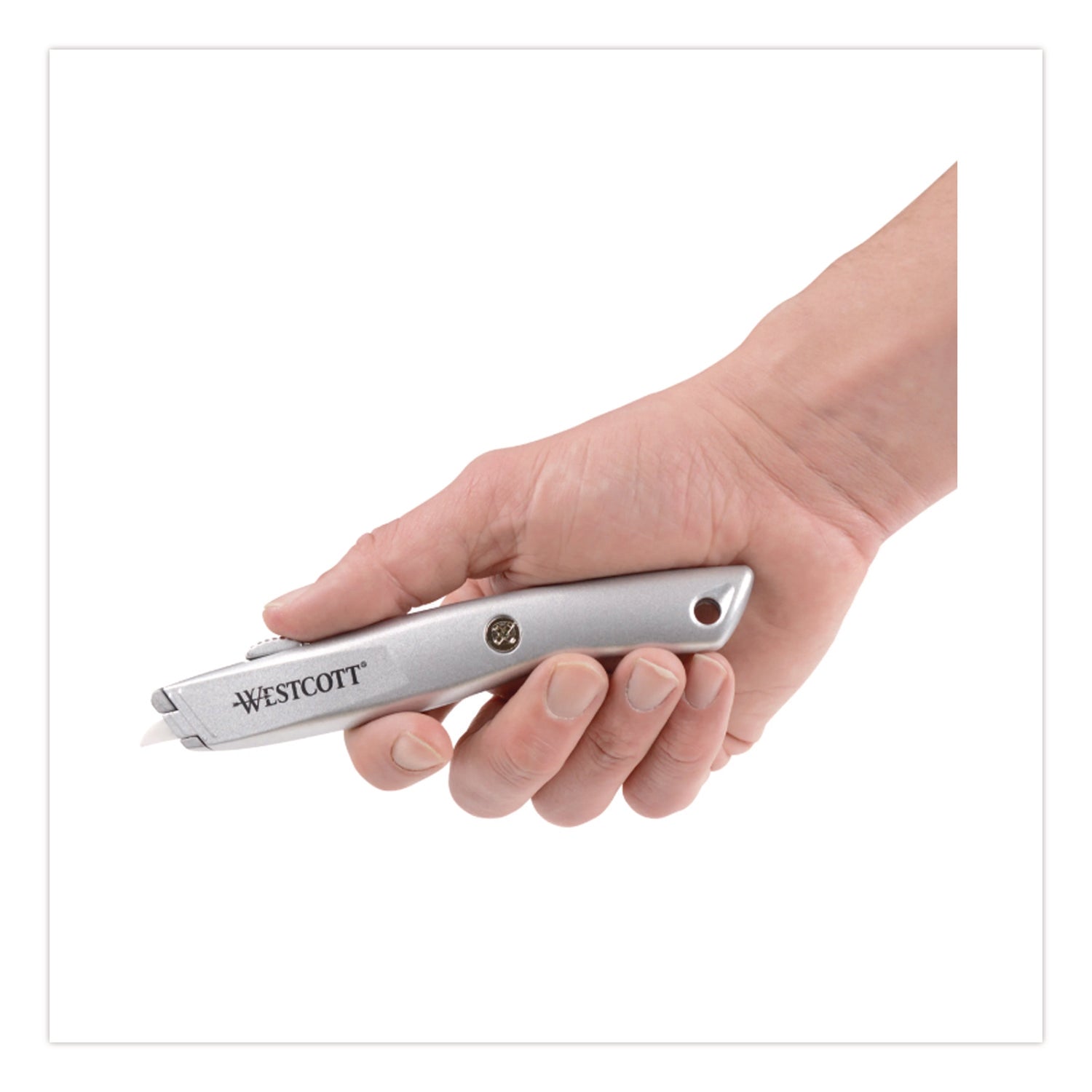 Westcott® Aluminum Safety Cutter with Ceramic Blade, Aluminum Handle, Silver - Bloom Skins