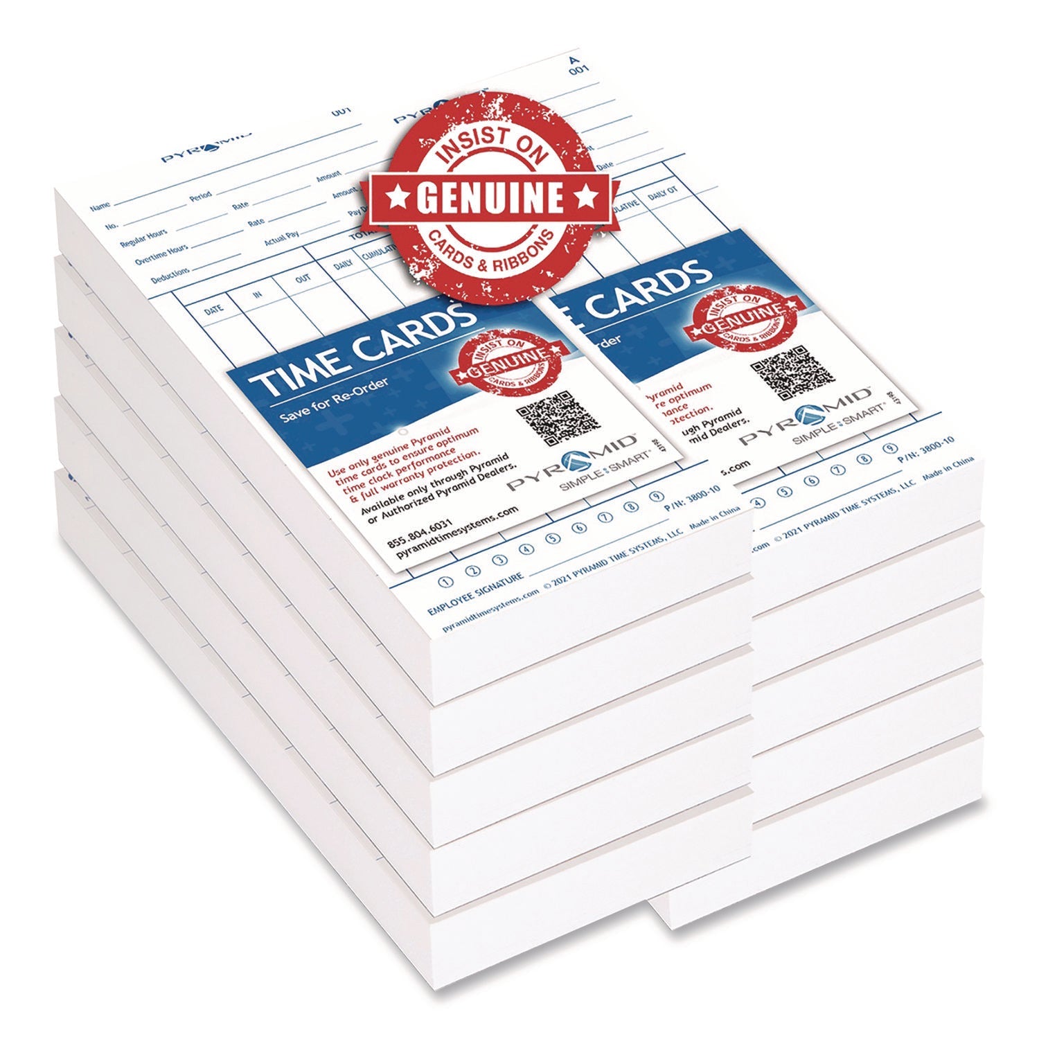 Pyramid Technologies Time Cards For 3800 Time Clock, 1,000/Carton - Bloom Skins