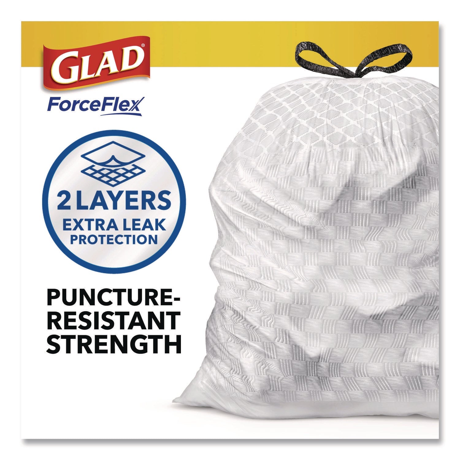 Glad® ForceFlex Tall Kitchen Drawstring Trash Bags, Drawstring, 13 gal, Fresh Clean Scent, 10.19 x 9.81, Gray, 110/Roll, 3/Carton - Bloom Skins