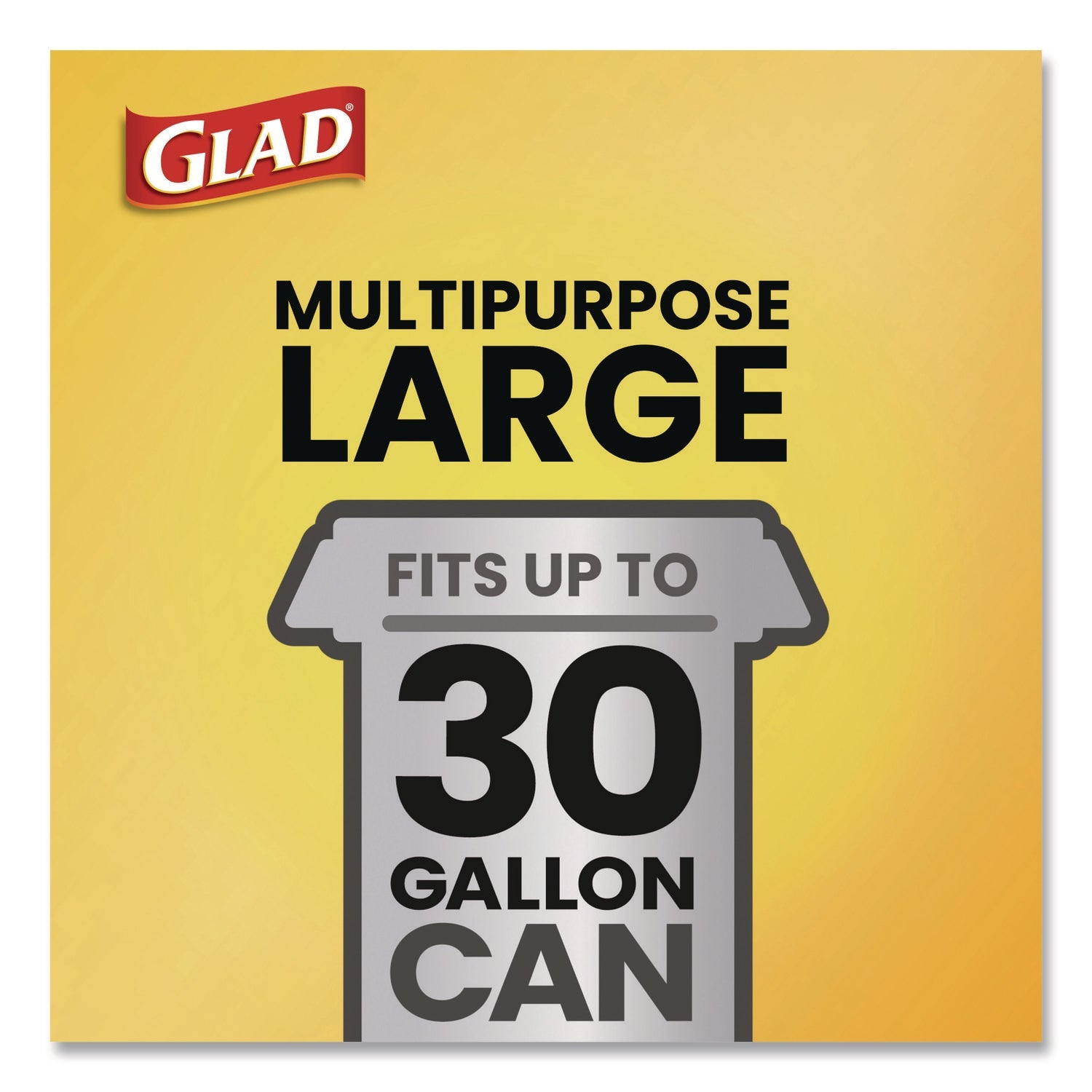 Glad® Large Quick-Tie Trash Bags, Tie-Flap, 30 gal, 0.81 mil, 30 x 33, Black, 10 Bags/Box, 12 Boxes/Carton - Bloom Skins