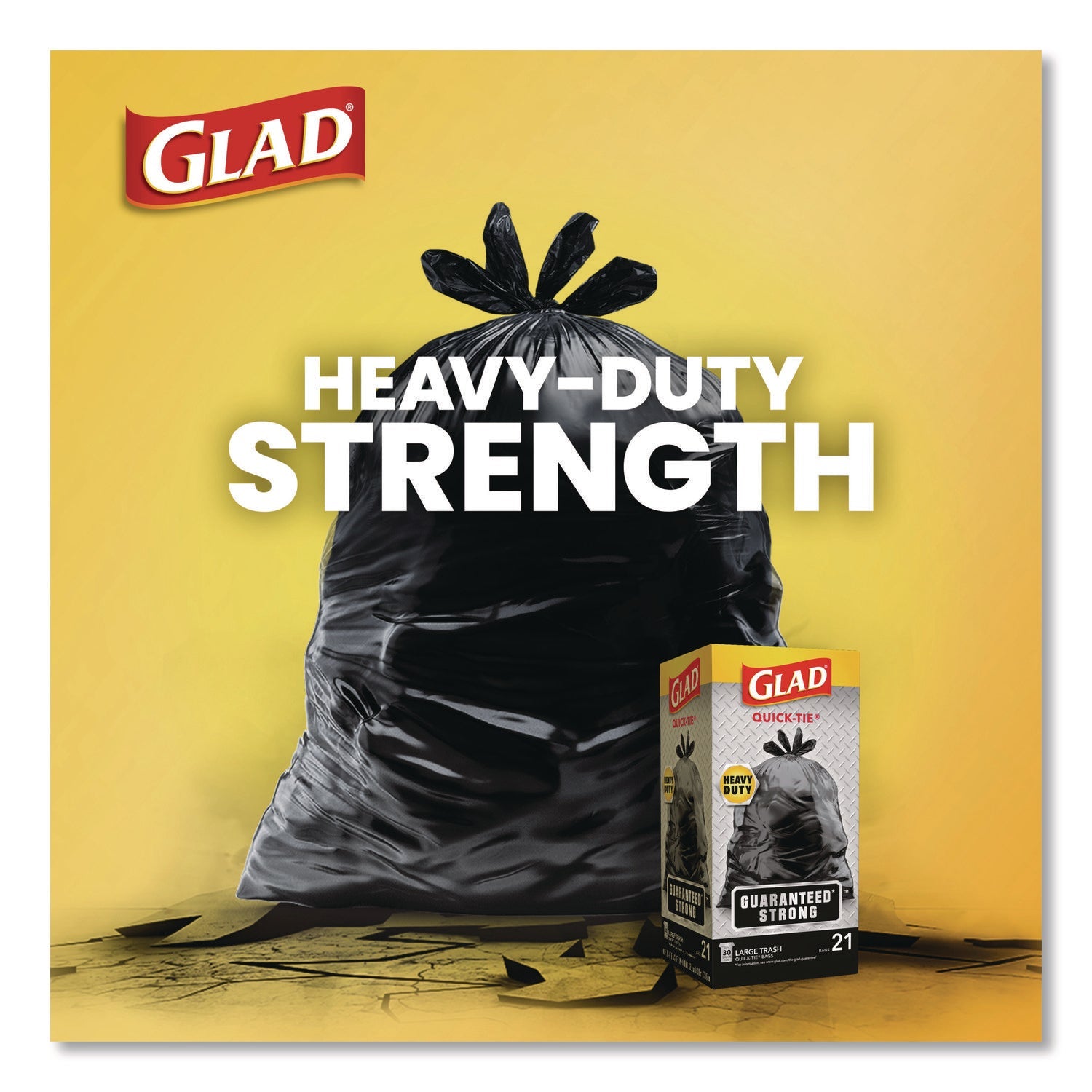 Glad® Large Quick-Tie Trash Bags, Tie-Flap, 30 gal, 0.81 mil, 30 x 33, Black, 10 Bags/Box, 12 Boxes/Carton - Bloom Skins