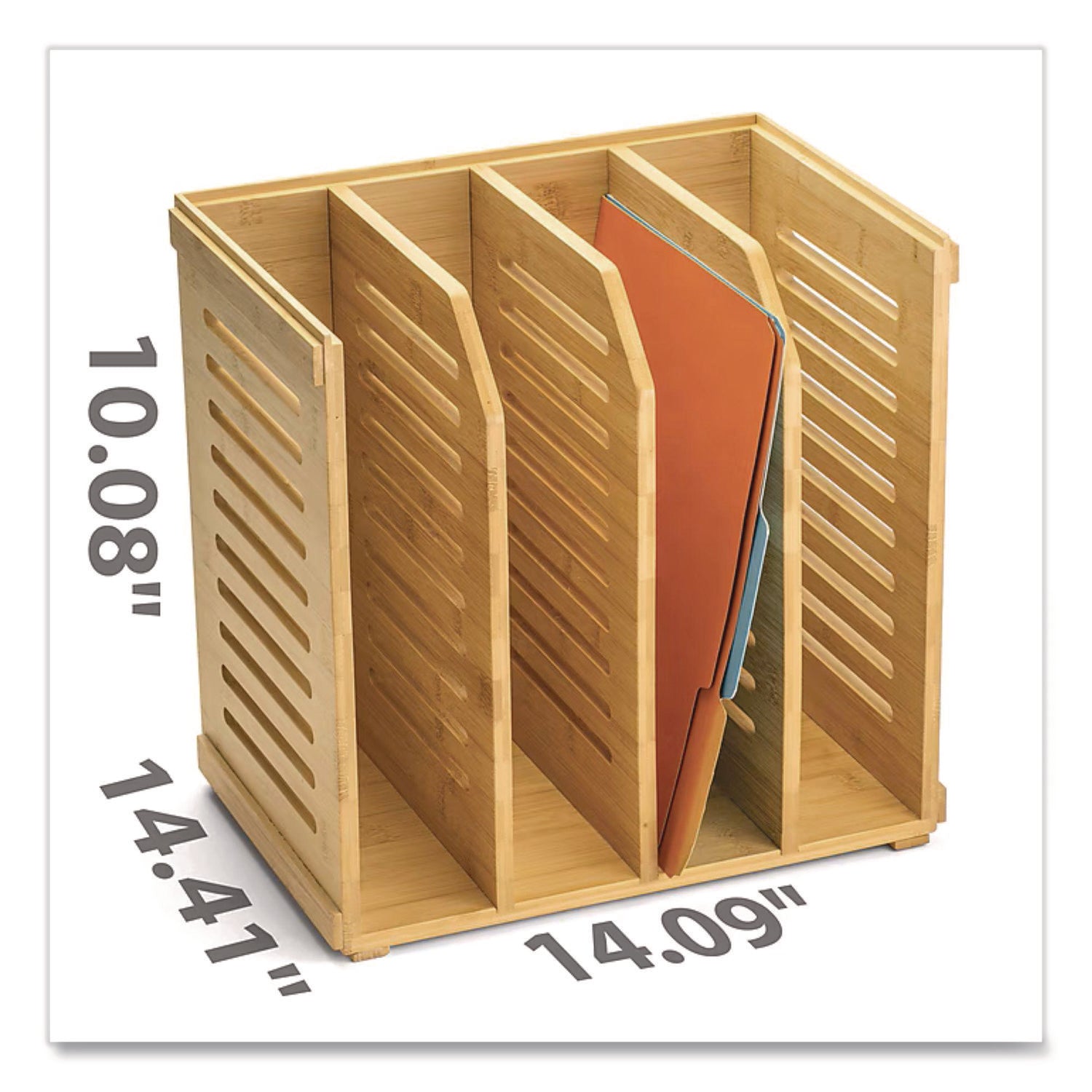 Officemate Bamboo Magazine File, 14.09 x 14.41 x 14.41, Brown - Bloom Skins