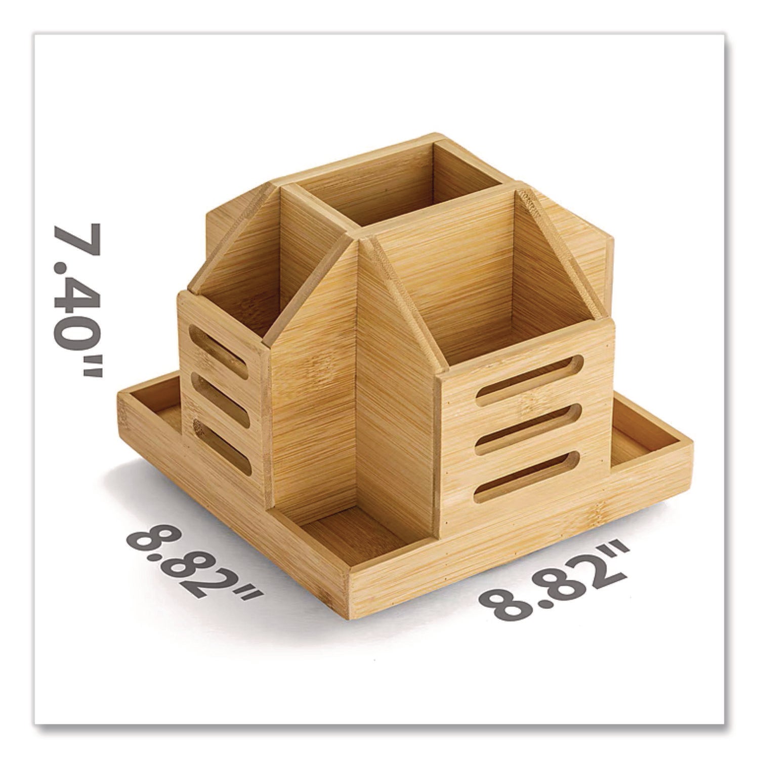 Officemate Bamboo Rotary Organizer, 9 Compartments, 8.85 x 8.82 x 7.4, Brown, Bamboo - Bloom Skins