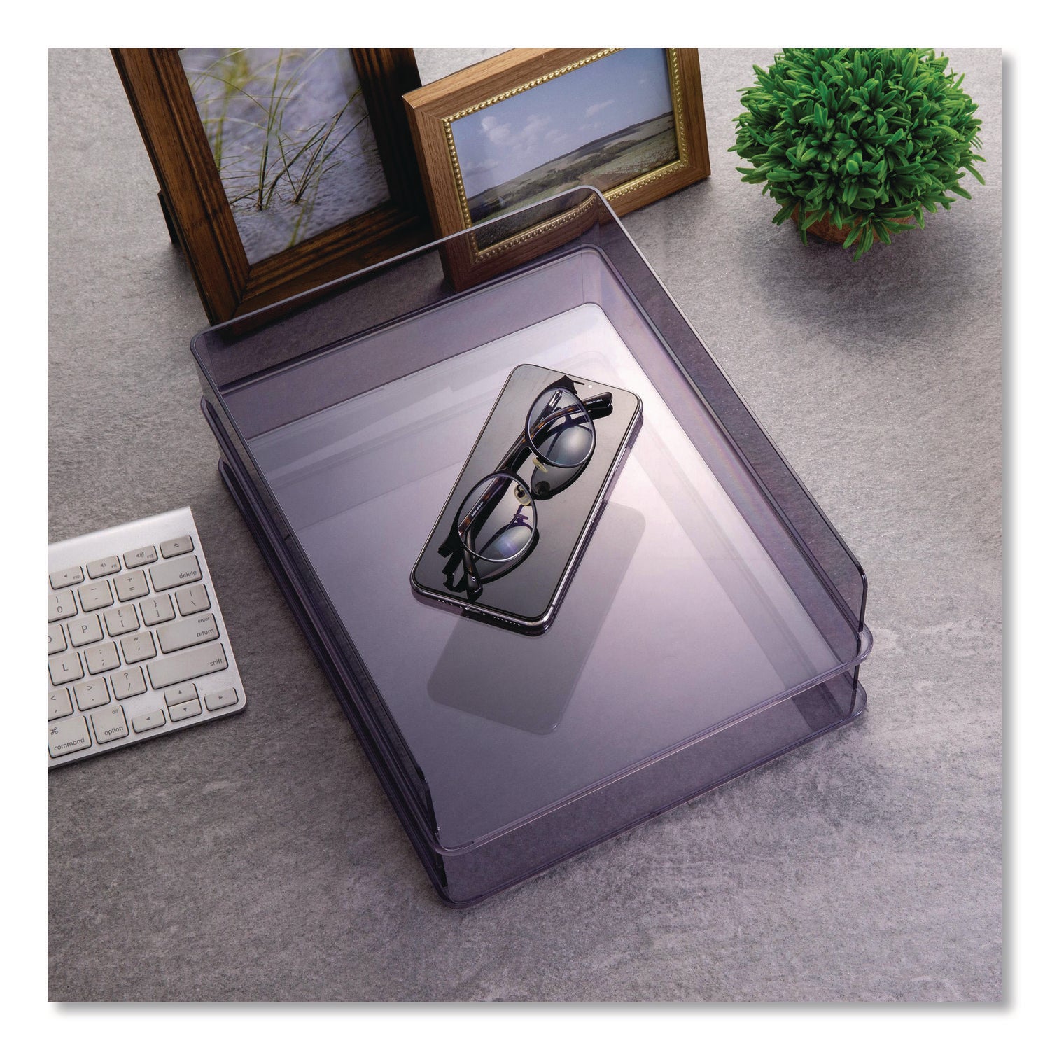 Officemate Letter Tray, 1 Section, Letter Size Files, 10.16" x 12.8" x 2.76", Gray, 2/Pack - Bloom Skins