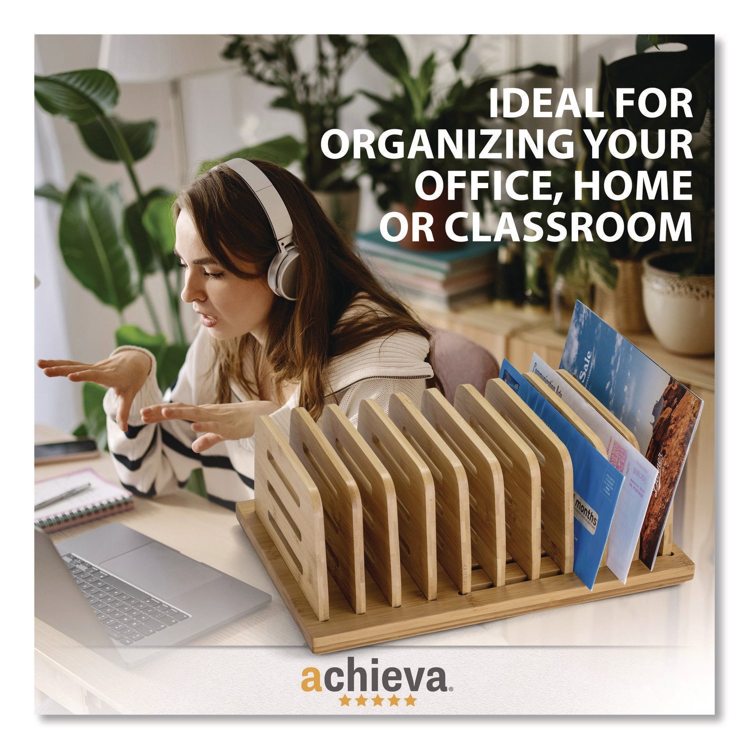 Officemate Bamboo Large File Sorter, 9 Sections, A6/A7/A8/A9/Legal/Letter/Tabloid Size Files, 14.09 x 10.04 x 3.82, Brown - Bloom Skins