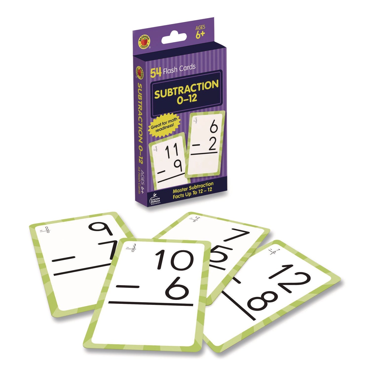 Carson-Dellosa Education Subtraction 0 to 12 Flash Cards, 3.25 x 5.25, Assorted Colors, 54 Cards - Bloom Skins