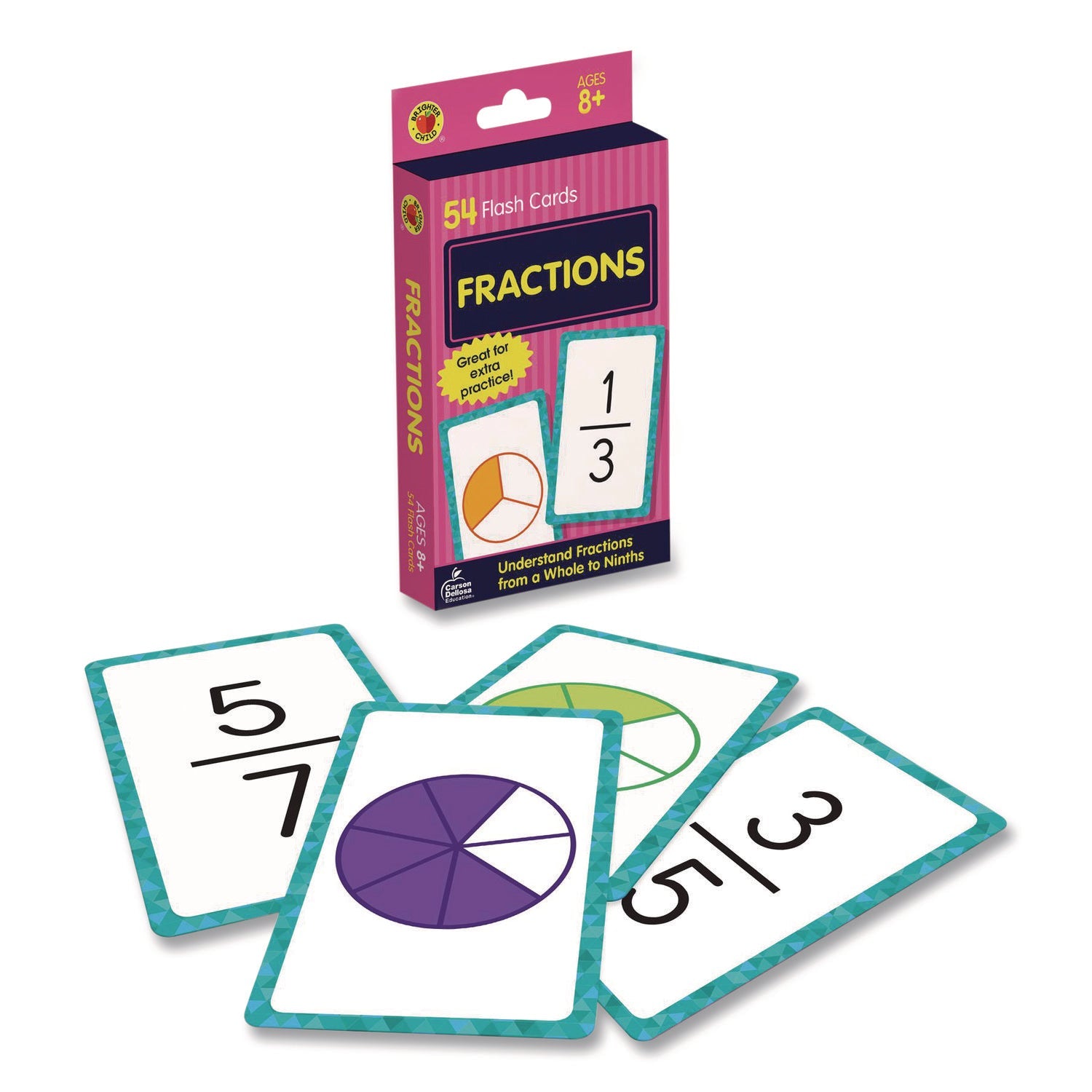Carson-Dellosa Education Fractions Flash Cards, 3.25 x 5.25, Assorted Colors, 54 Cards - Bloom Skins