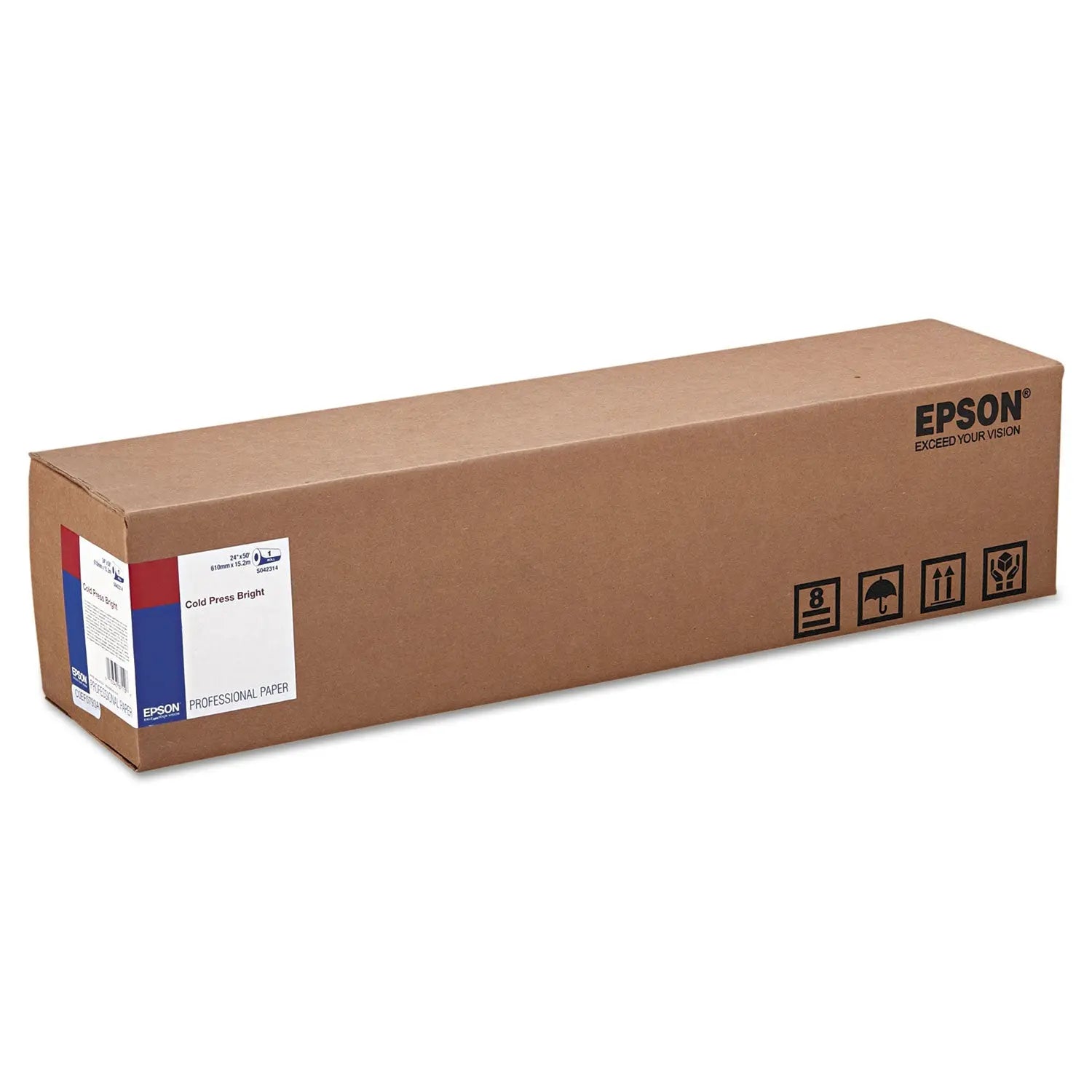Epson® Cold Press Bright Fine Art Paper Roll, 19 Mil, 24" X 50 Ft, Textured Matte White
