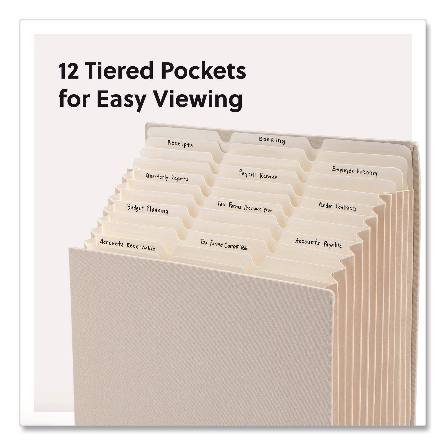 Smead Stadium File, 10.5" Expansion, 12 Sections, 1/3-Cut Tabs, Letter Size, Beige - Bloom Skins