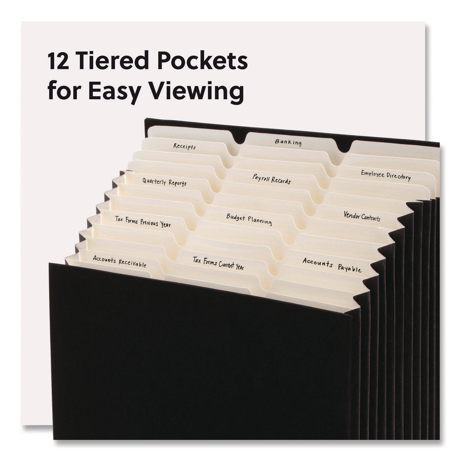 Smead Stadium File, 10.5" Expansion, 12 Sections, 1/3-Cut Tabs, Letter Size, Charcoal - Bloom Skins