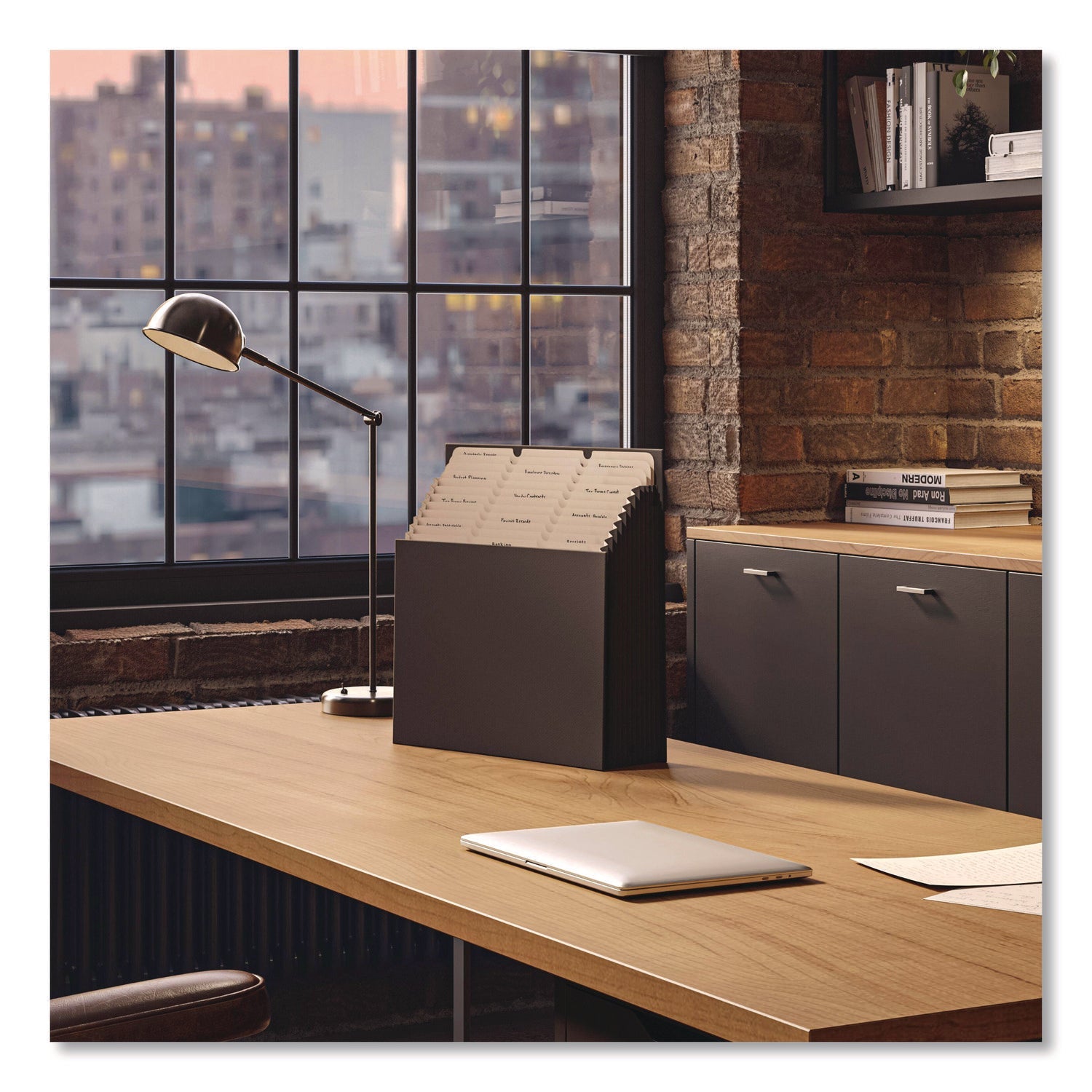 Smead Stadium File, 10.5" Expansion, 12 Sections, 1/3-Cut Tabs, Letter Size, Charcoal - Bloom Skins