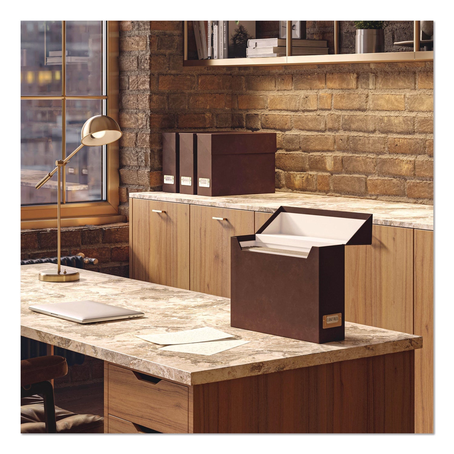 Smead Flip Top File Box, Letter Files, 13 x 3.7 x 10, Saddle - Bloom Skins