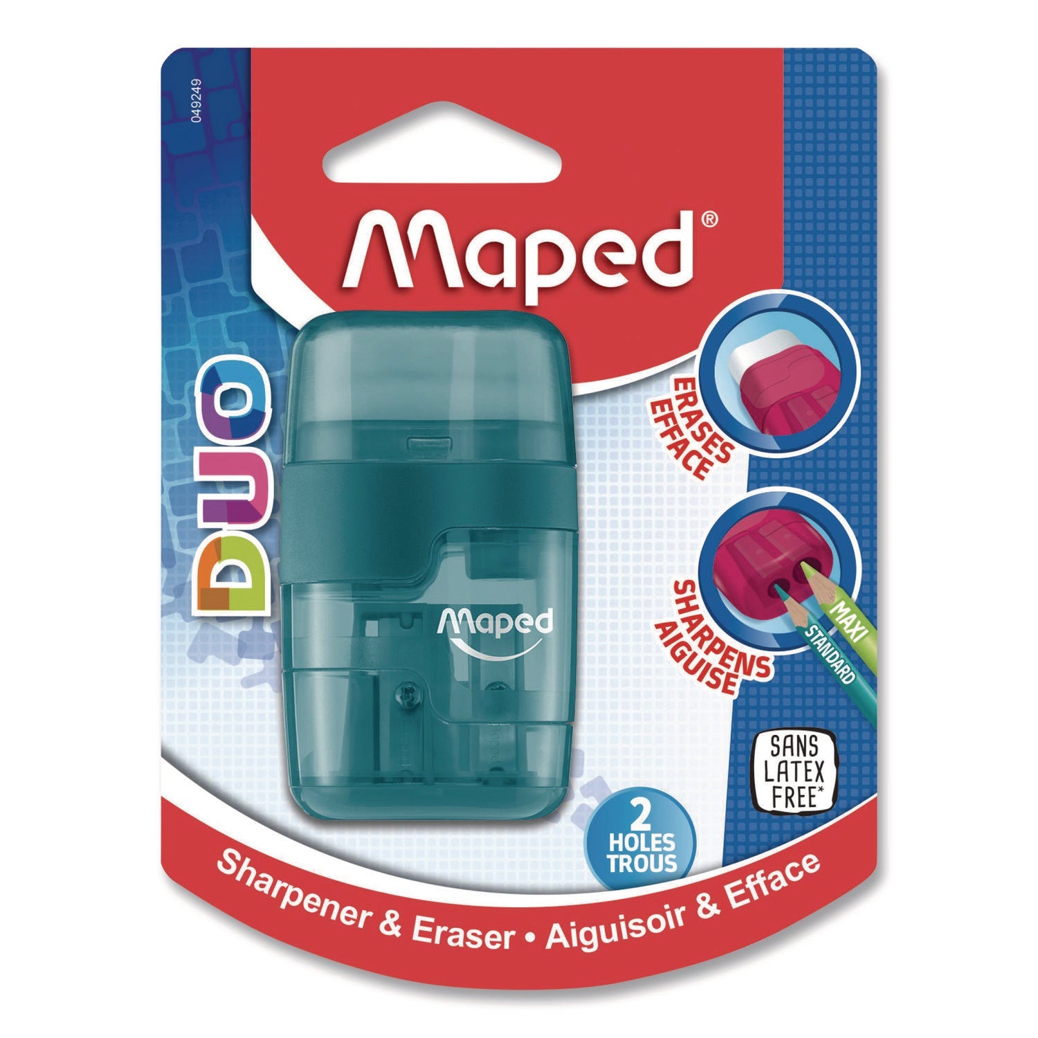 Maped Helix DUO 2-Hole Canister Pencil Sharpener/Eraser Combo, 3.74 x 1.08 x 4.92, Randomly Assorted Colors - Bloom Skins