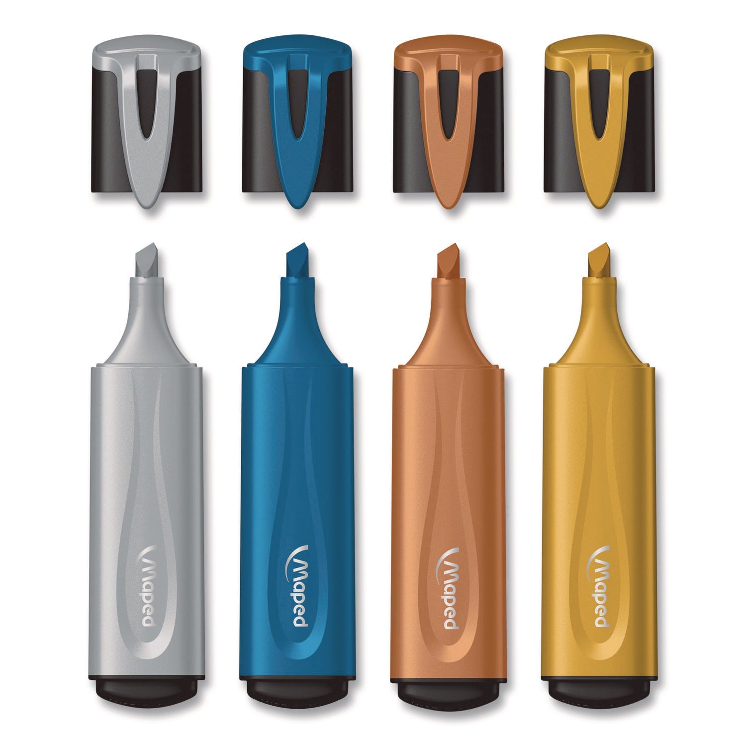 Maped Helix Fluo Peps Metallic Glitter Highlighter, Assorted Ink, Chisel Tip, Assorted Barrel, 4/Pack - Bloom Skins