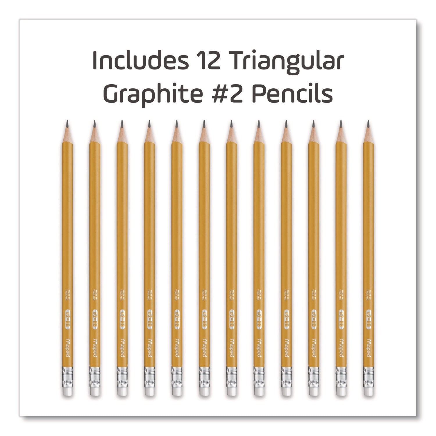 Maped Helix Essentials Triangular Pre-Sharpened Pencils, HB (#2), Black Lead, Yellow Barrel, 12/Box - Bloom Skins