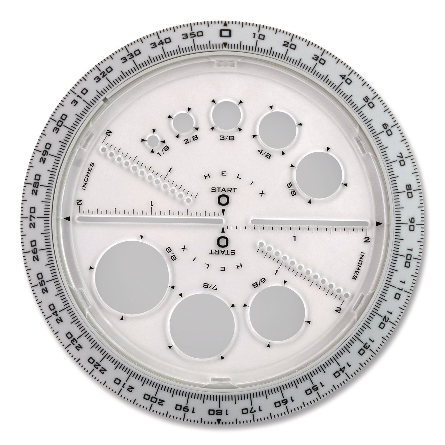Maped Helix 360° Angle and Circle Maker 2-in-1 Protractor and Compass Tool, 2" Ruler Edge, Plastic, Randomly Assorted Color - Bloom Skins