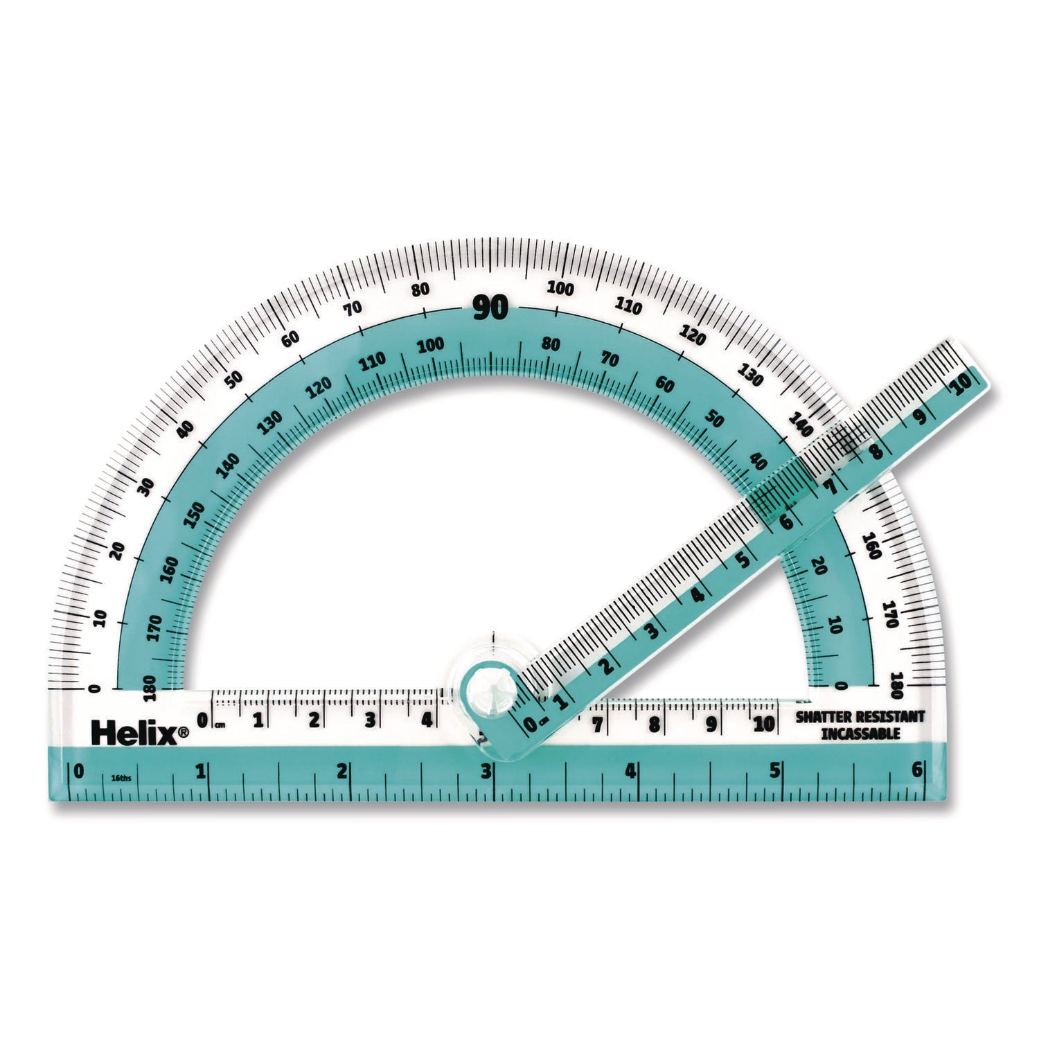 Maped Helix 180° Shatter Resistant Swing Arm Protractor, 6" Ruler Edge/10 cm Ruler Edge, Plastic, Randomly Assorted Color - Bloom Skins