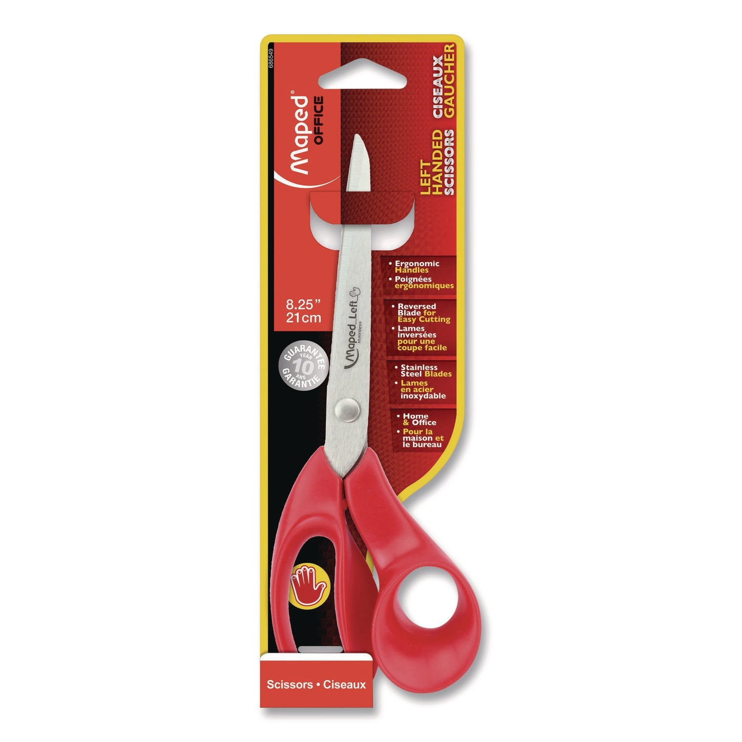 Maped Helix Expert Left-Handed Multipurpose Scissors, 8.25" Long, 5" Cut Length, Straight Red Handle - Bloom Skins