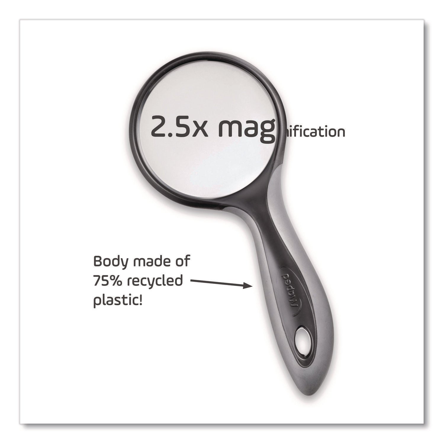 Maped Helix 2.5X Soft Touch Large Magnifying Glass, Plastic Lens, 3" dia, Randomly Assorted Color - Bloom Skins