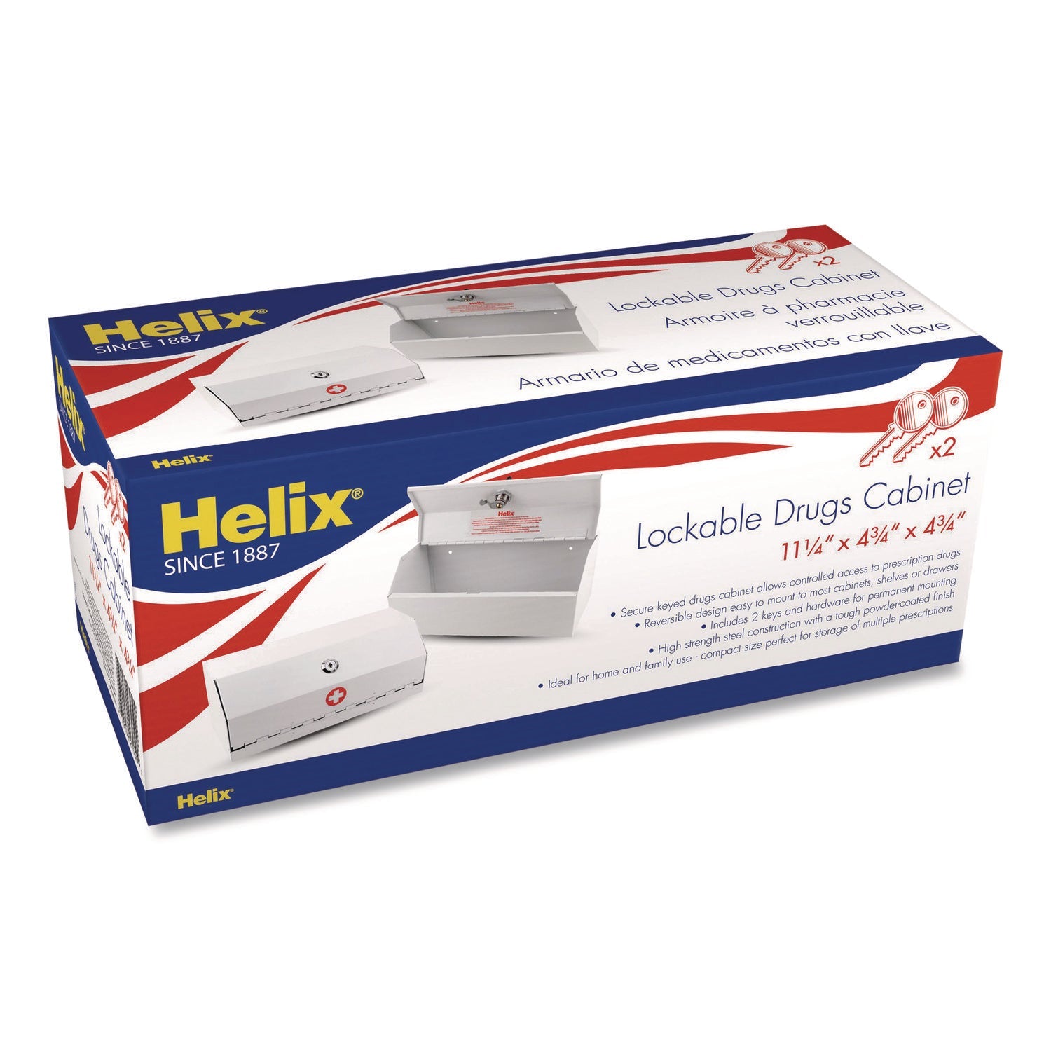 Maped Helix Metal Lockable Wall-Mounted Drug Cabinet,11.5 x 4.24 x 4.75, White - Bloom Skins