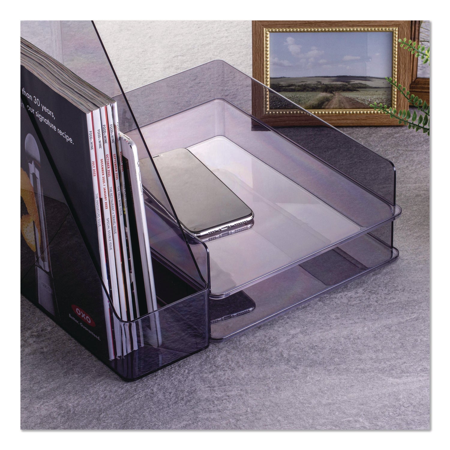 Officemate Desktop Document Organization Set, Letter-Sized Horizontal Tray, Magazine File - Bloom Skins