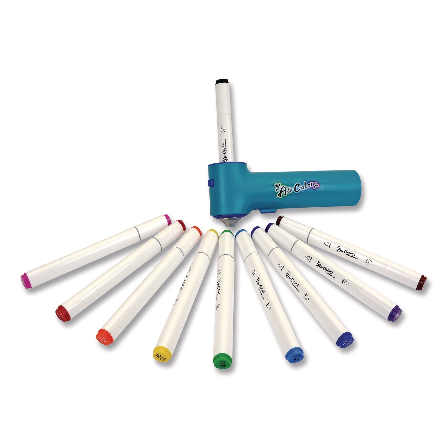 TPG Creations™ AirColor Airbrush Kit, (10) Markers/(2) Stencils/(1) Airbrush/(1) Charging Cable, 4 Kits/Carton - Bloom Skins